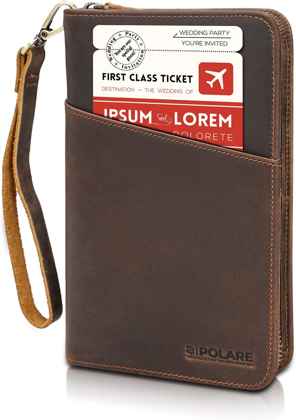 Polare - Funda de piel de grano completo para pasaporte, para hombr...