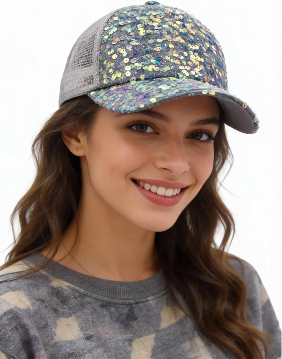 BOLLEY JOSS Gorra de béisbol con lentejuelas para mujeres y niñas,...