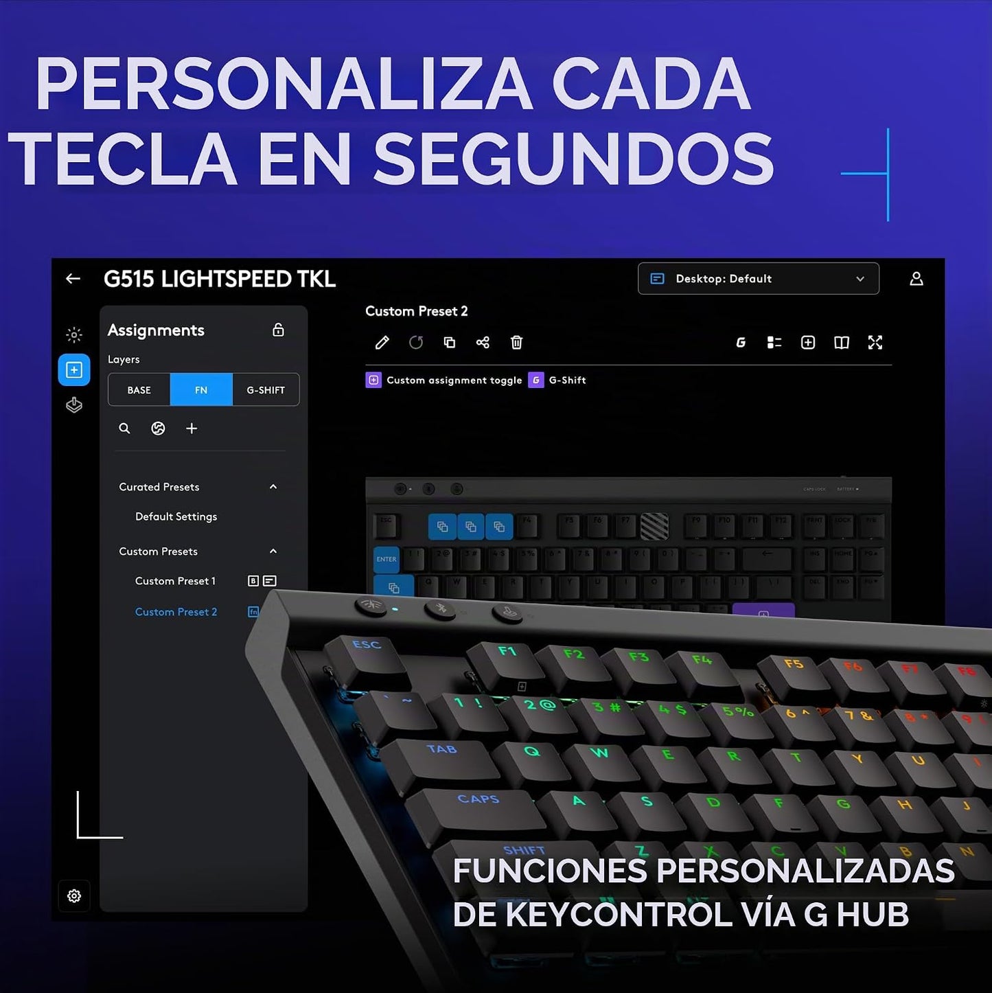 Logitech G 515 Lightspeed TKL Teclado inalámbrico para juegos (táct...