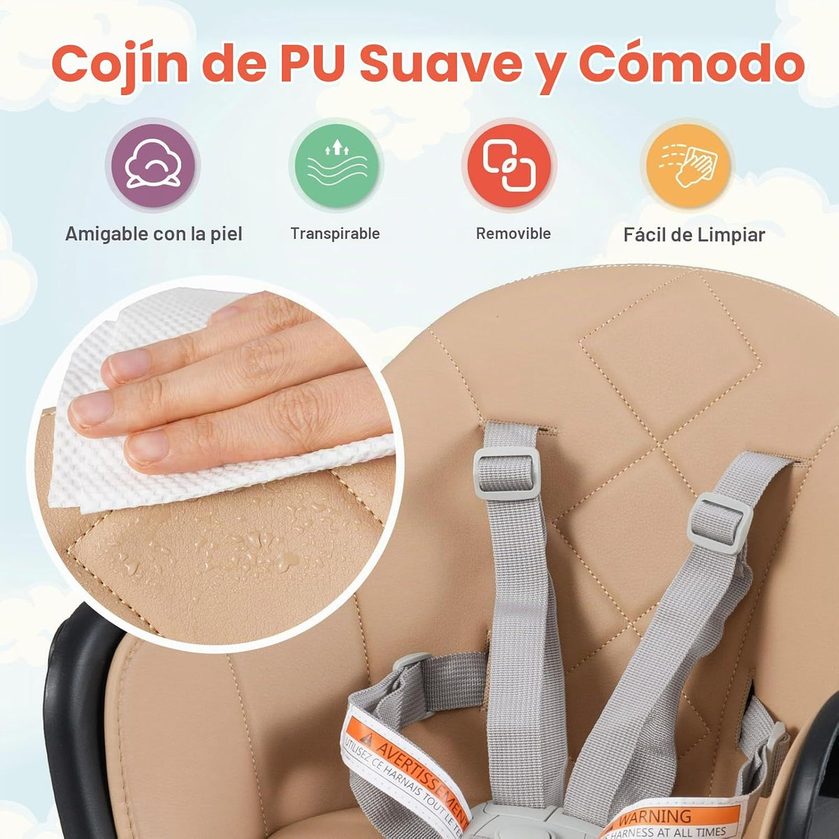 HONEY JOY Silla alta para bebé, silla alta convertible 6 en 1 de ma...