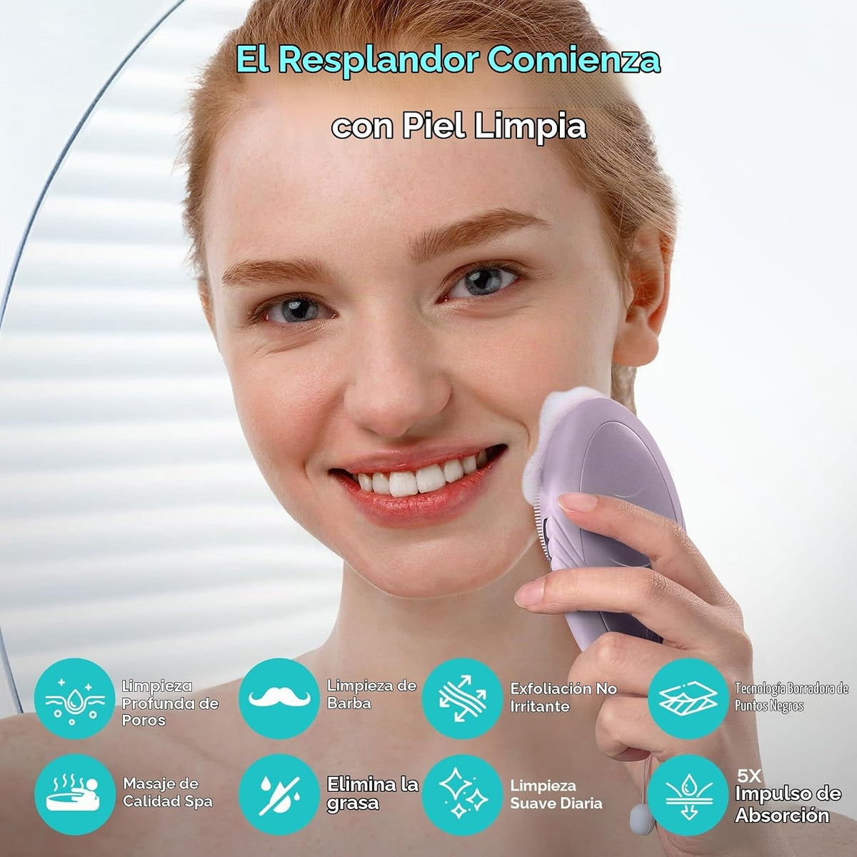 COSLUS FBS01 - Cepillo de limpieza facial, compacto, color morado c...