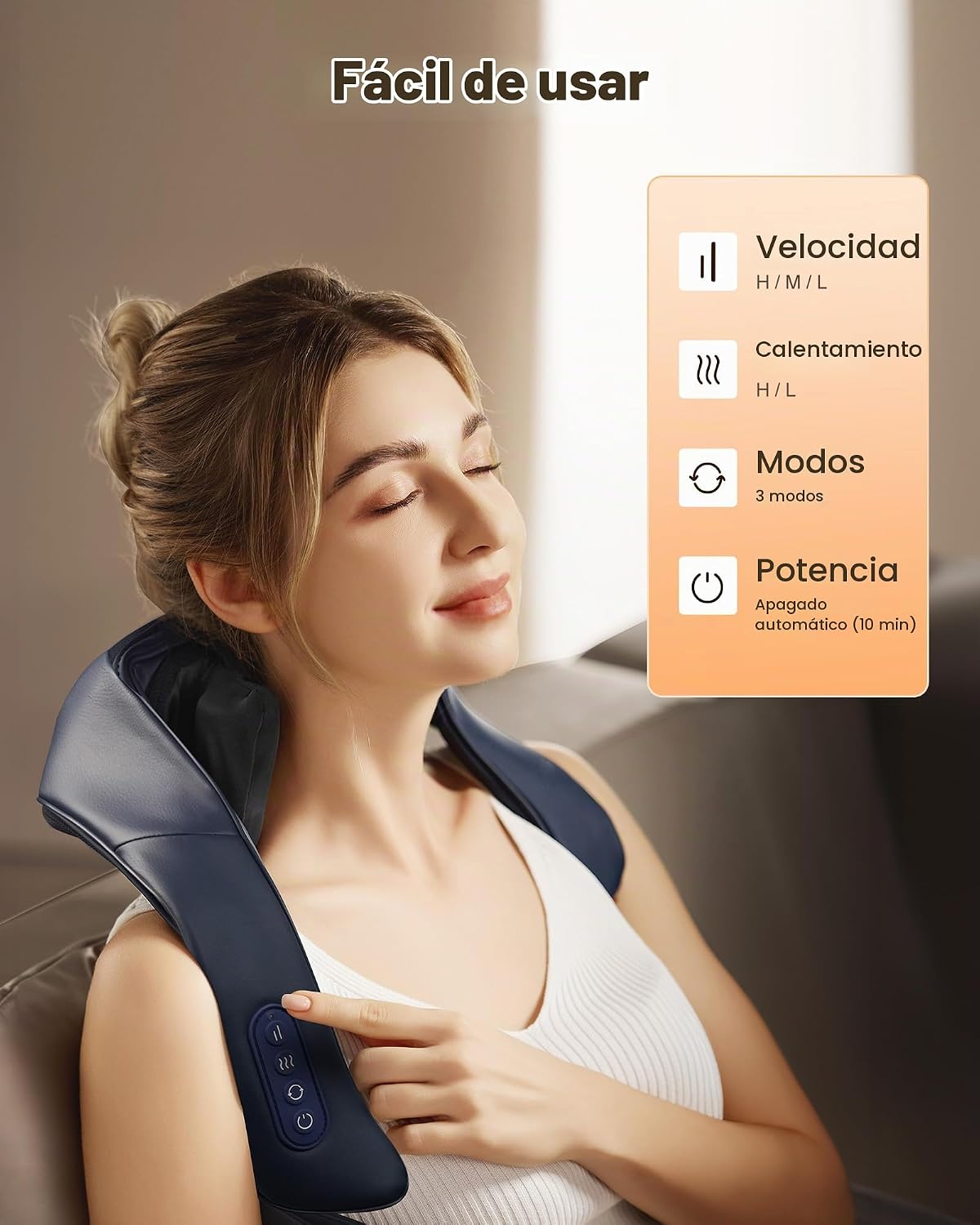 Beleduc Masajeador de cuello inalámbrico con calor, HSA elegible pa...
