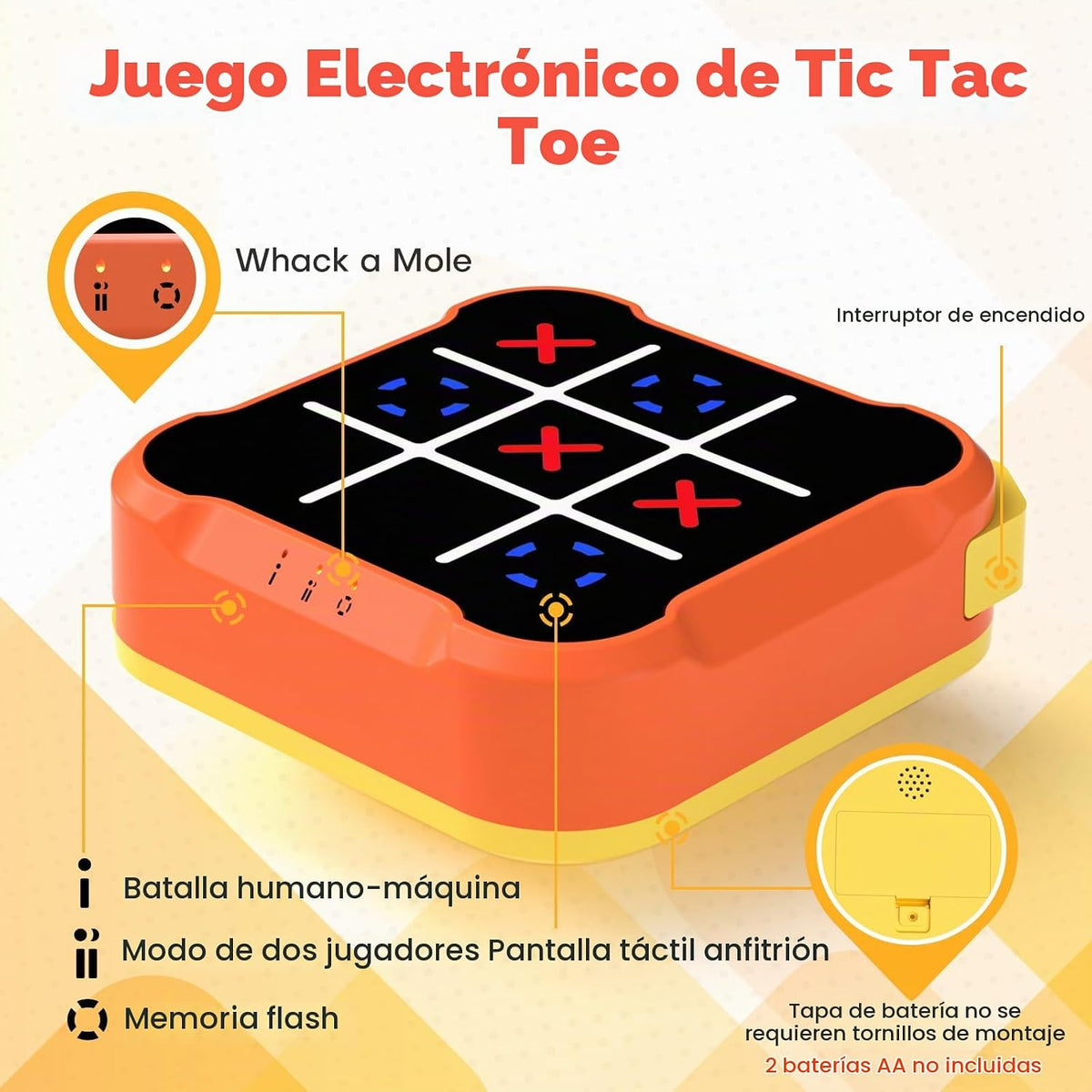 Tic Tac Toe Bolt - Juego de rompecabezas eléctrico de mano, regalo...