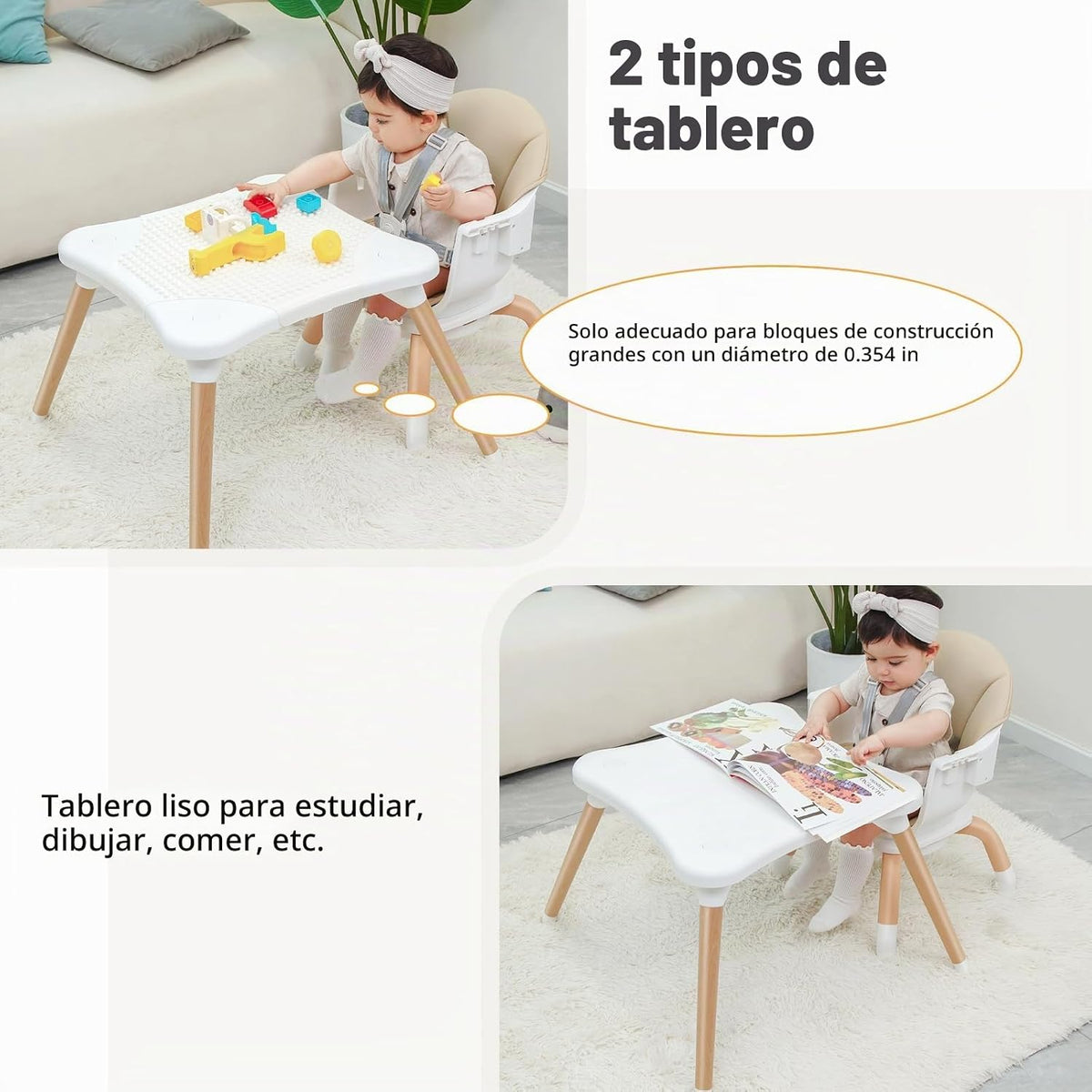 Komcot Silla alta para bebé, sillas altas convertibles 7 en 1 para...