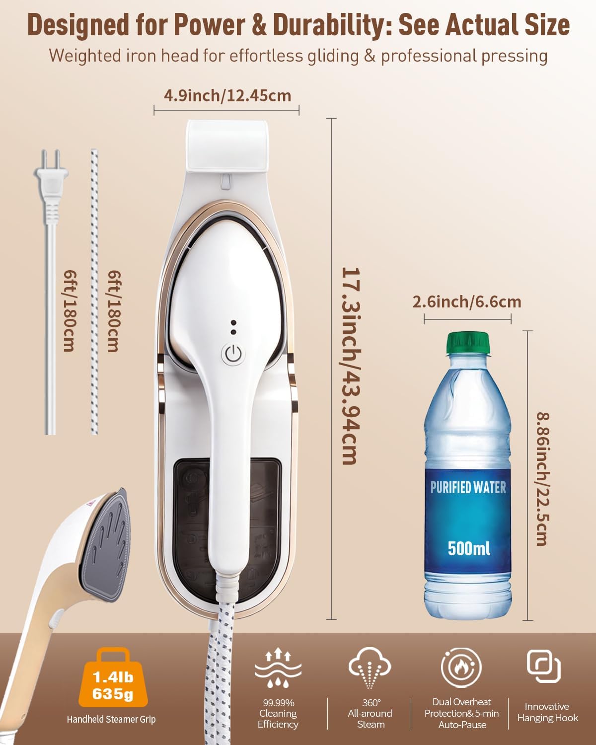 Vaporizador y plancha profesional 3 en 1 para ropa, 1500 W con tecn...