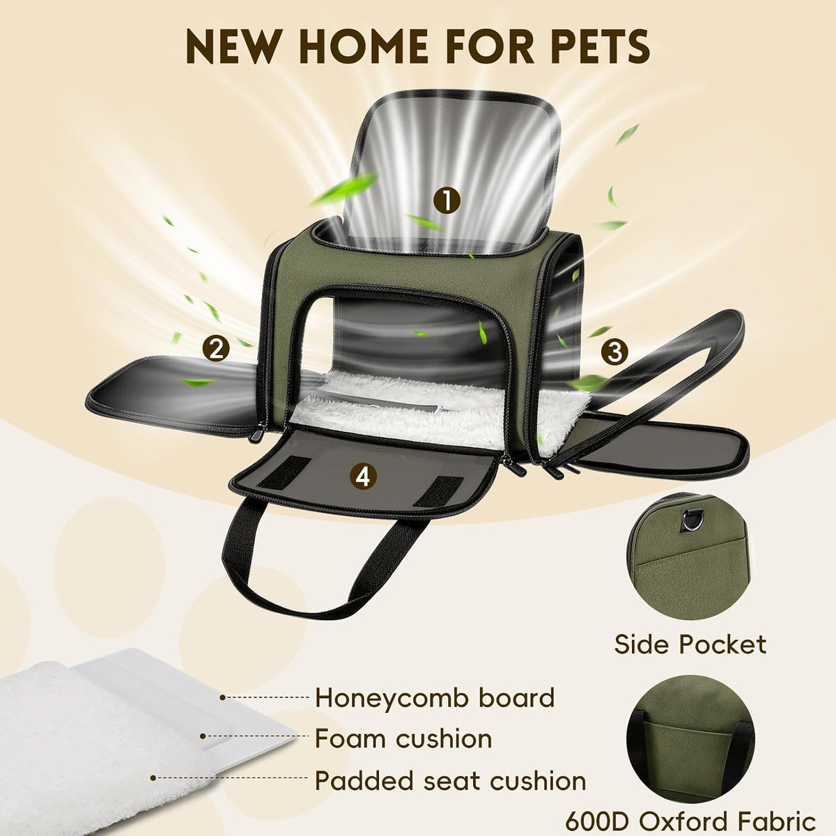Zedkeys Transportador suave para gatos y perros pequeños y gatos gr...