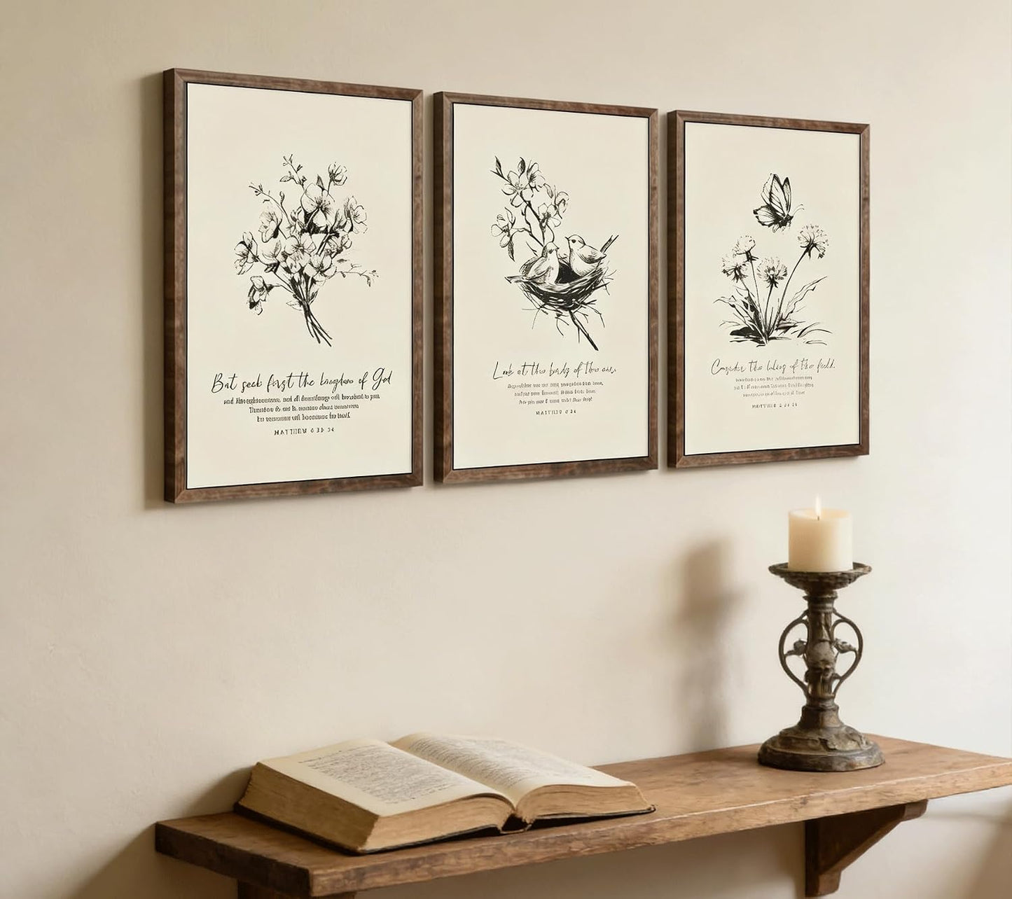 3 pósteres de lienzo floral cristiano para pared, arte de pared con...