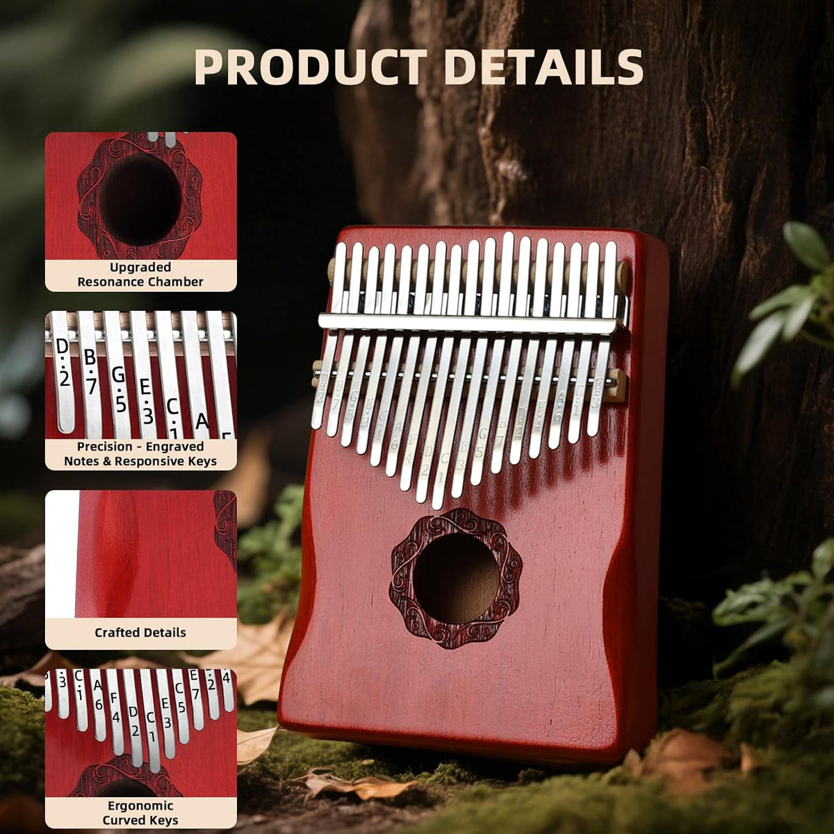 KaLimba - Piano de pulgar de 17 teclas, piano de dedo Mbira portáti...