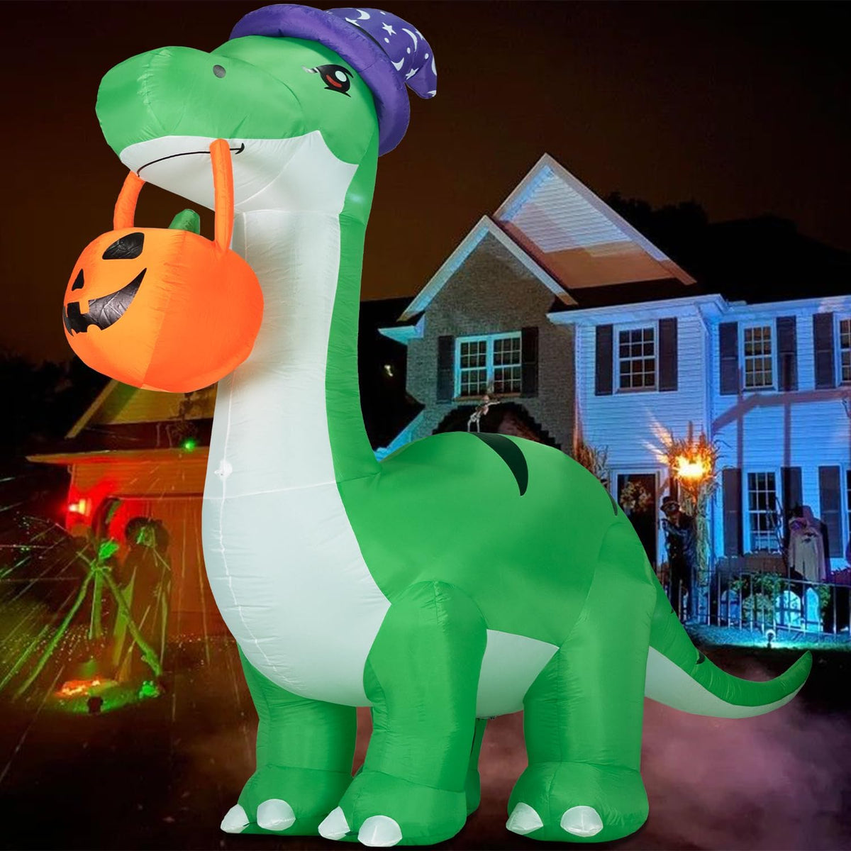 ININ Decoración de dinosaurio inflable gigante de Halloween de 10 p...