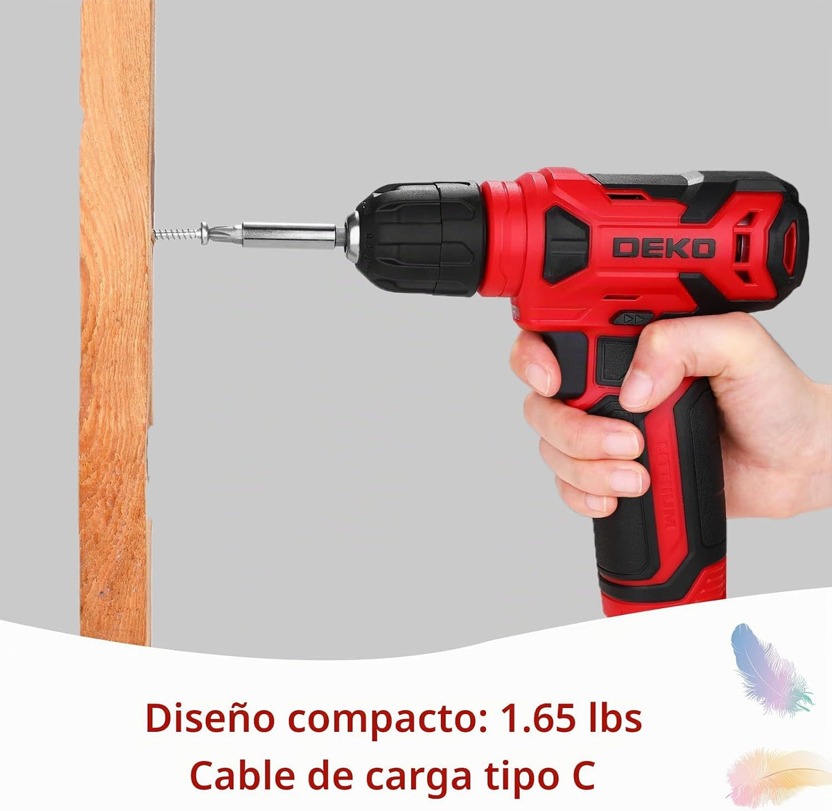 Taladro inalámbrico DEKOPRO de 8V, juego de taladro con mandril sin...