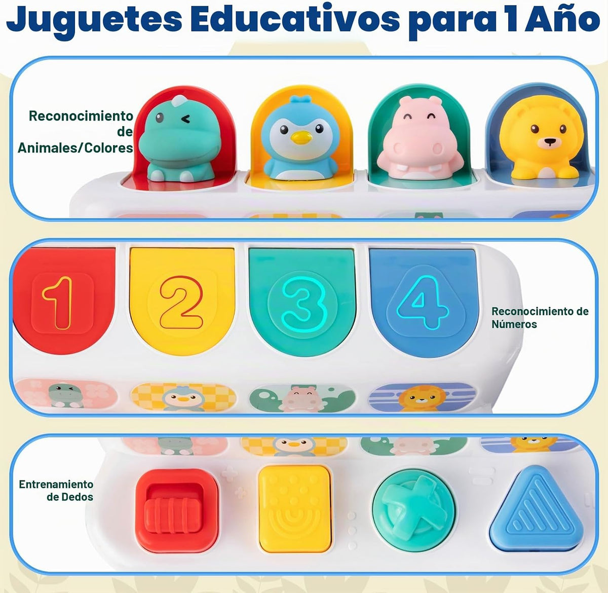 Tovol Zerky Montessori - Juguete de causa y efecto de 12-18 meses,...