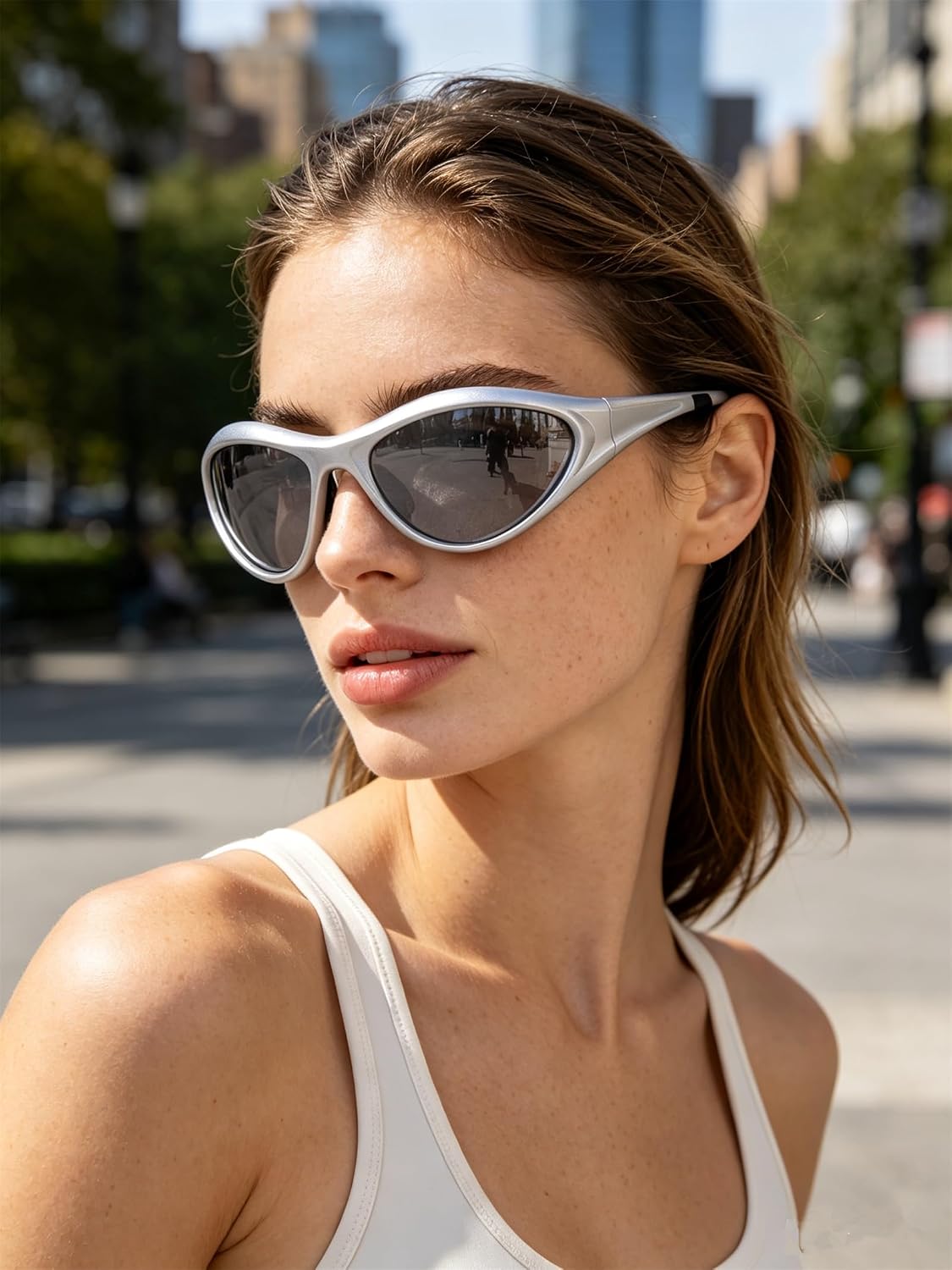ADE WU Gafas de sol Y2K Rave de moda envolventes gafas de sol depor...