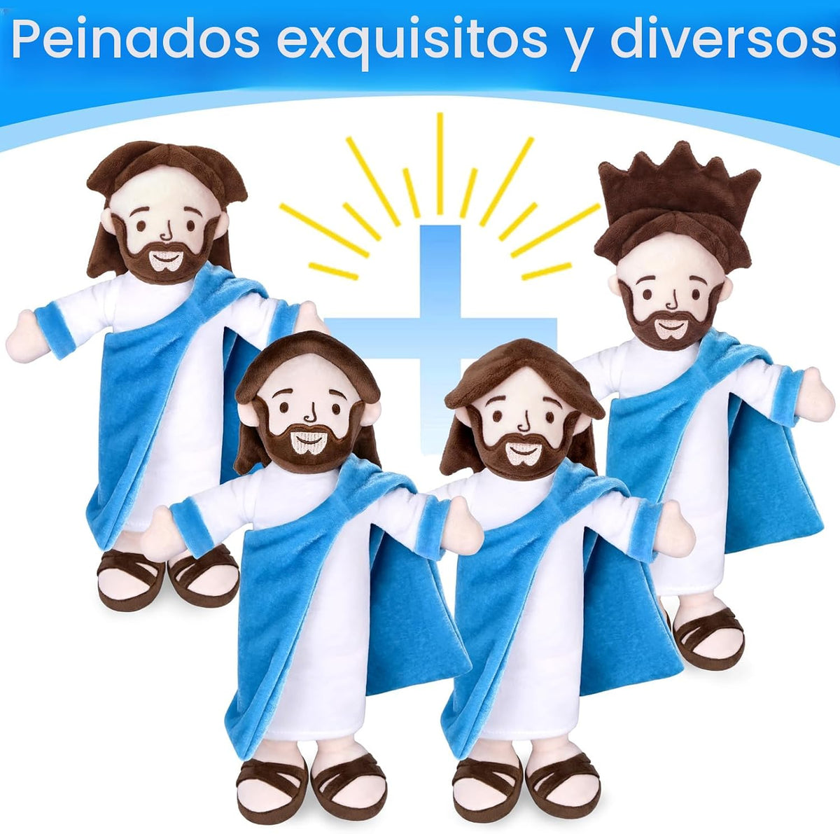 Enryounr Jesús de peluche, muñeco de peluche religioso con túnica a...