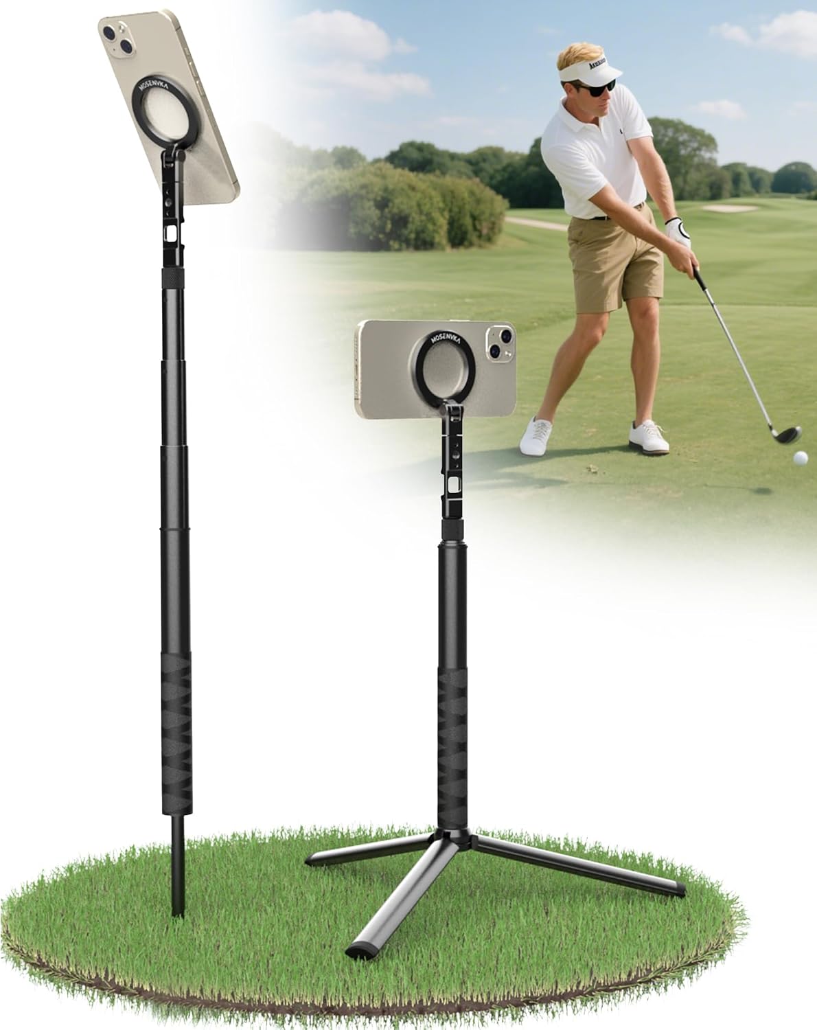 MOSENVKA Trípode de golf y monopié magnético para teléfono, trípode...