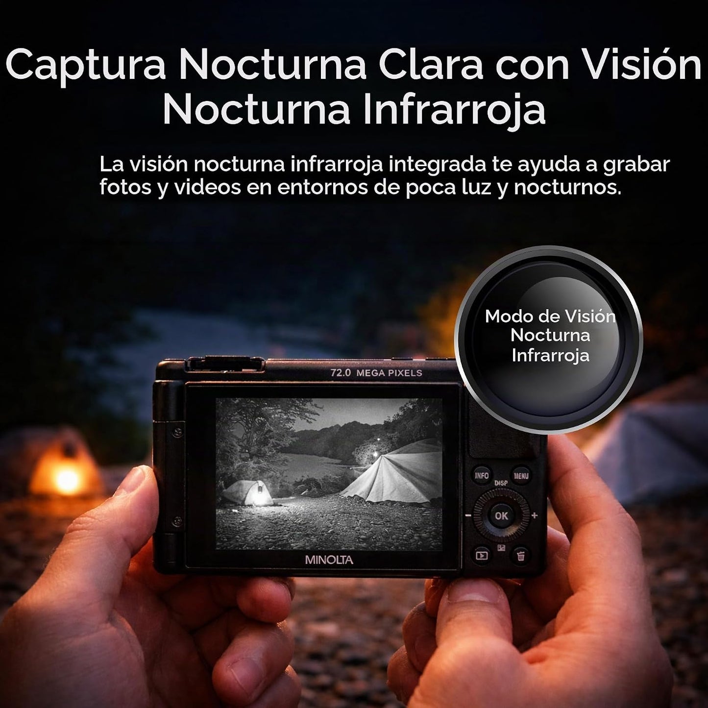Minolta Cámara digital de 72 MP, video 5K Ultra HD, lente de zoom ó...