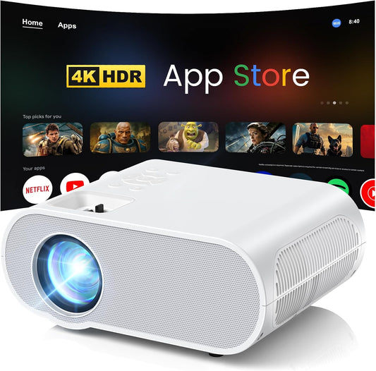 Proyector inteligente ANSI 1500, proyector HOMPOW 4K con WiFi y Blu...