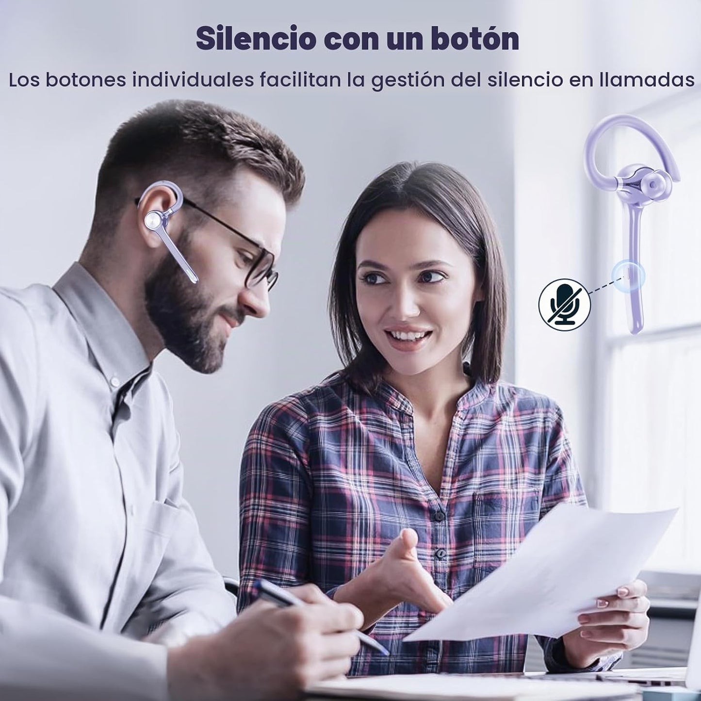 Auriculares Bluetooth HEIBAS, auricular inalámbrico con micrófono p...