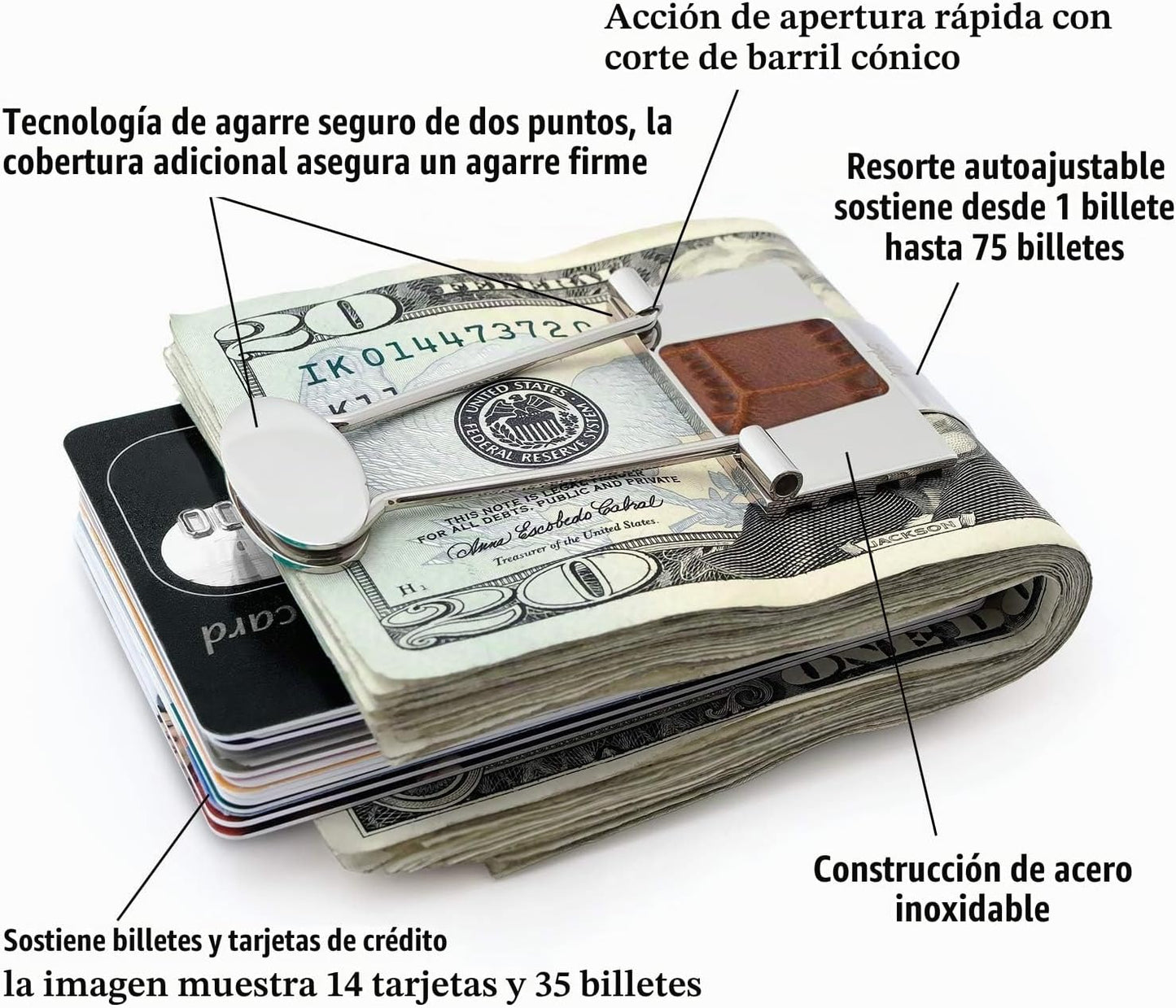 Clip de dinero plateado iónico de acero inoxidable, clip de carpeta...
