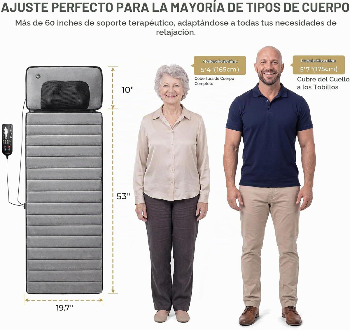 Himouta Alfombrilla de masaje de cuerpo completo con calor, masajea...