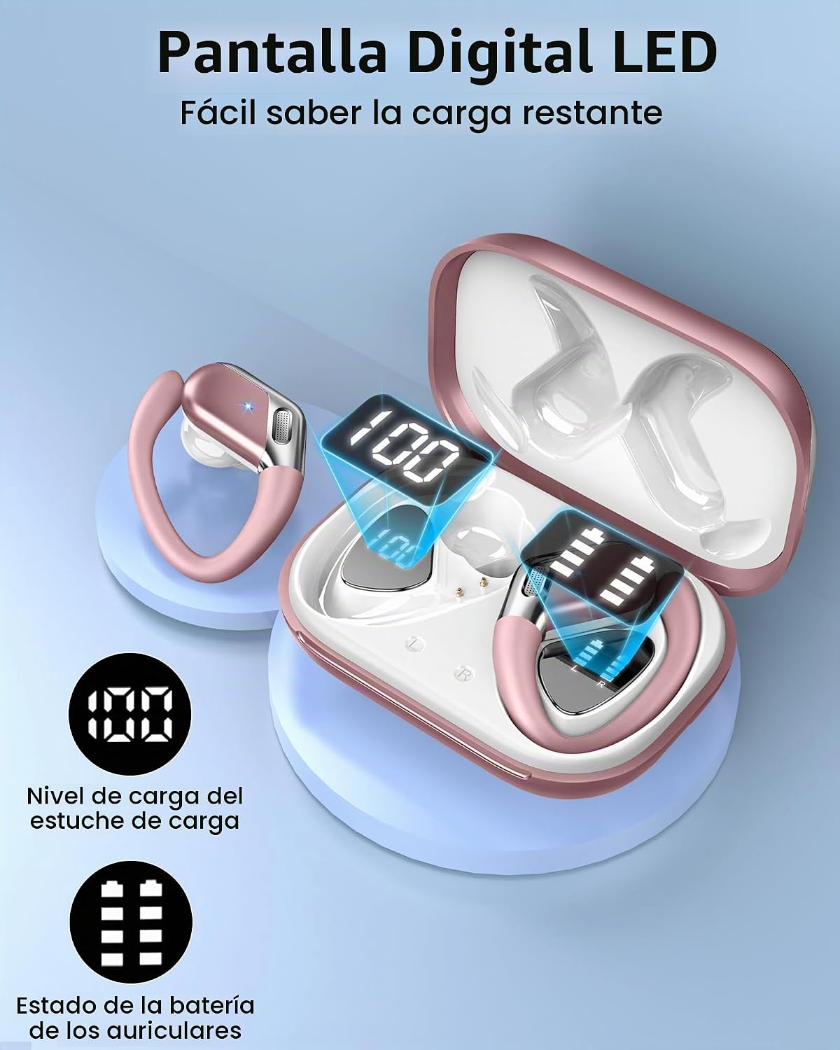 Auriculares inalámbricos, Bluetooth 5.4 deportivos, sonido de grave...