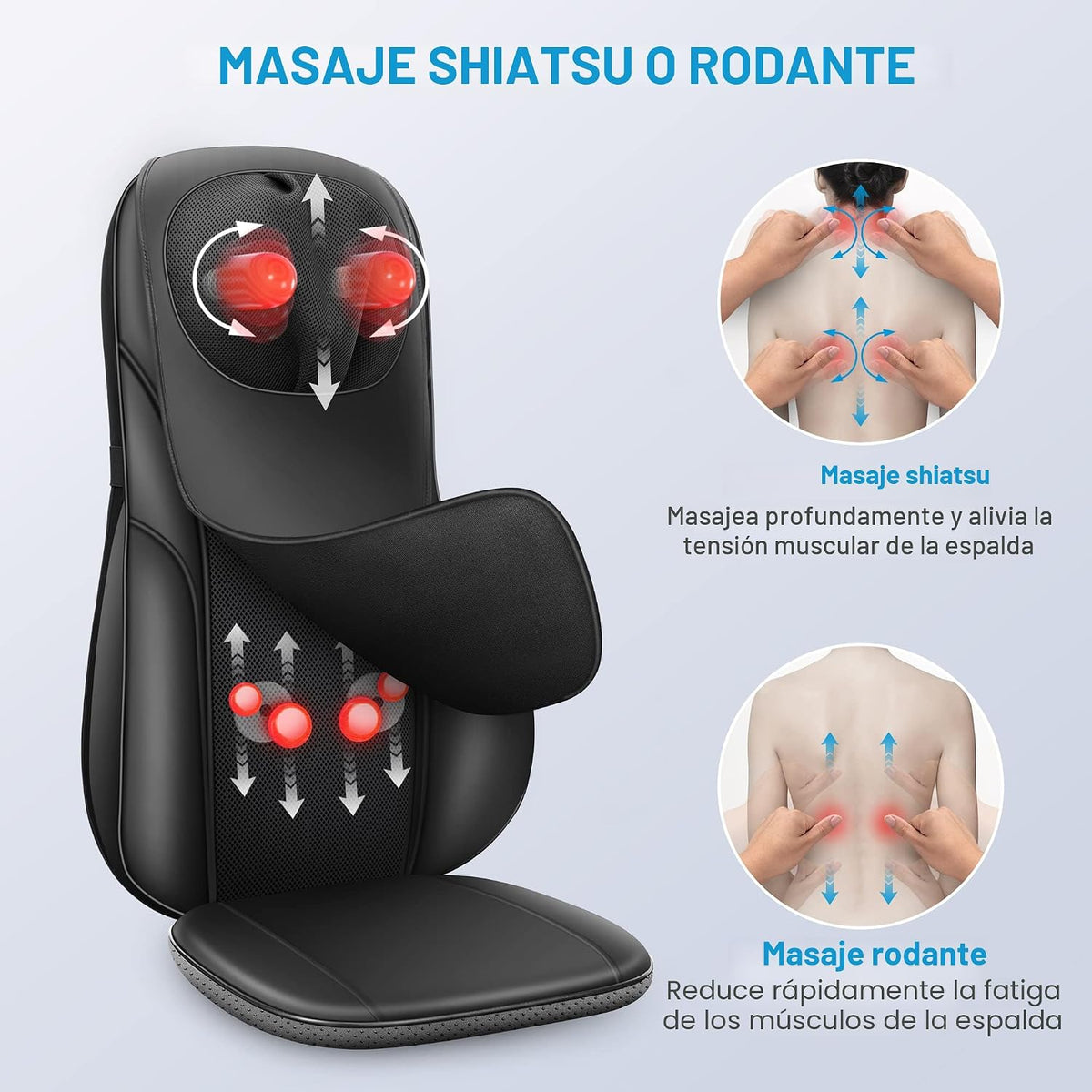COMFIER Masajeador Shiatsu de espalda con calor, almohadilla de mas...