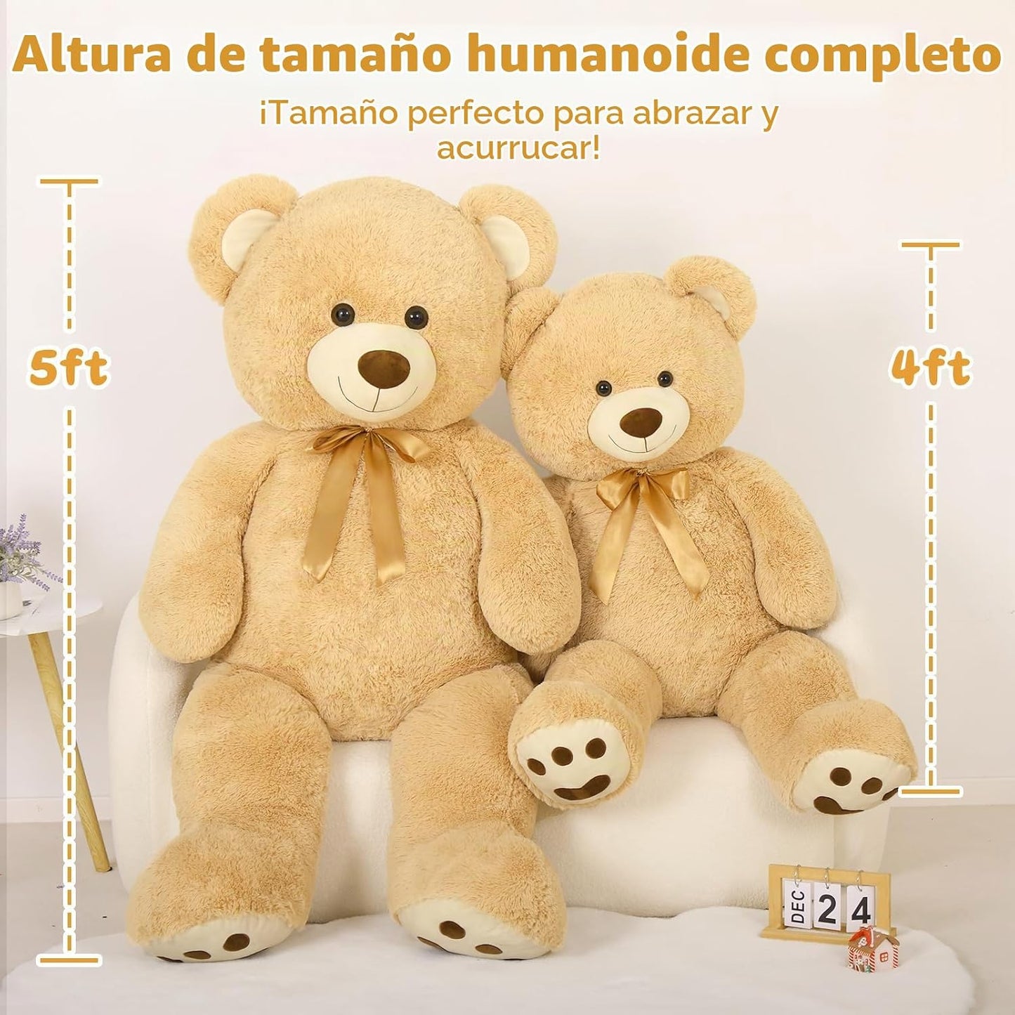 MorisMos Oso de Peluche Gigante de 5 pies, Animal de Peluche, Oso d...