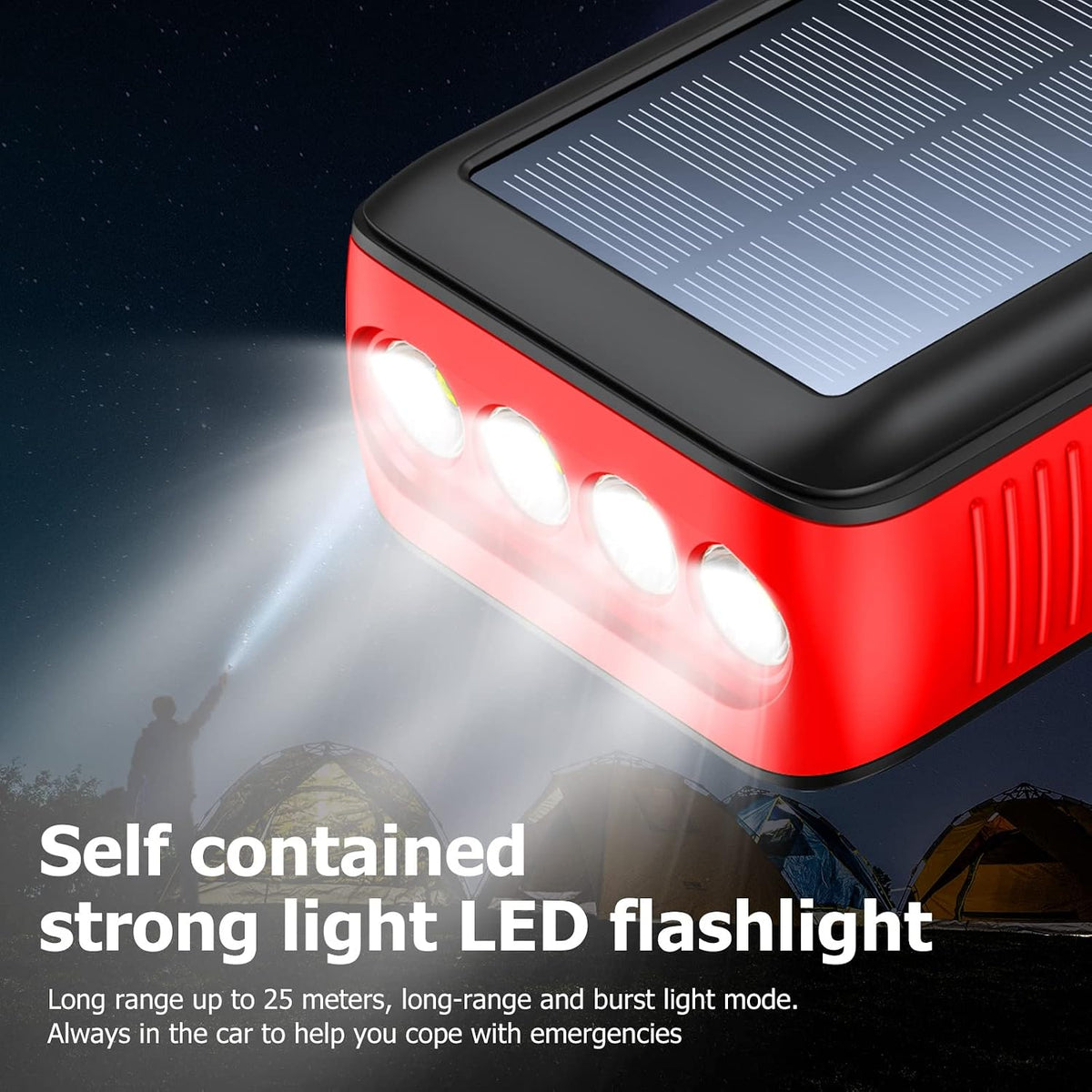 boogostore Cargador solar de 27000 mAh, cargador portátil con 4 sal...