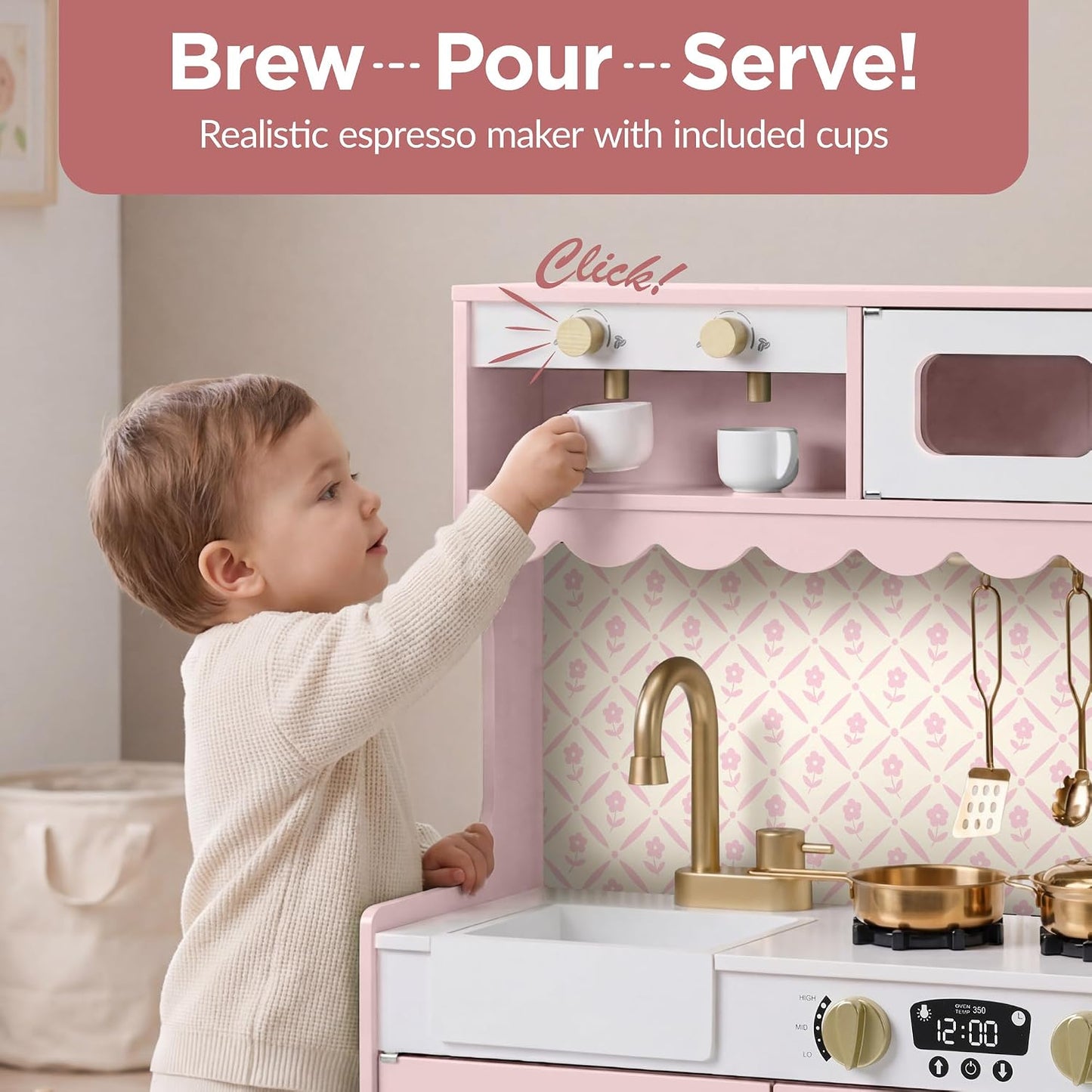 Best Choice Products Juego de cocina para niños, estilo cabaña, jue...