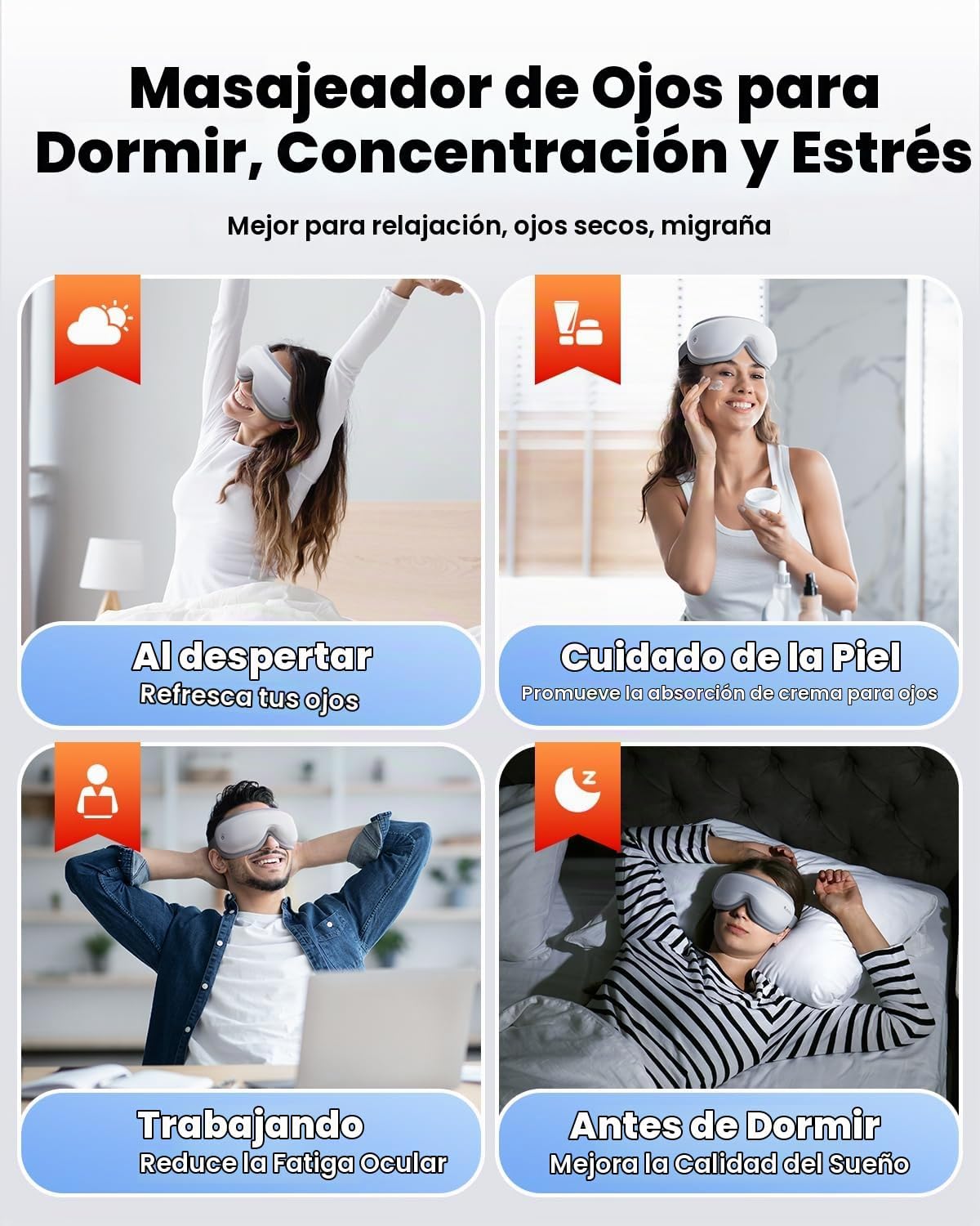 latumab Masajeador de ojos con calor y música Bluetooth, HSA elegib...