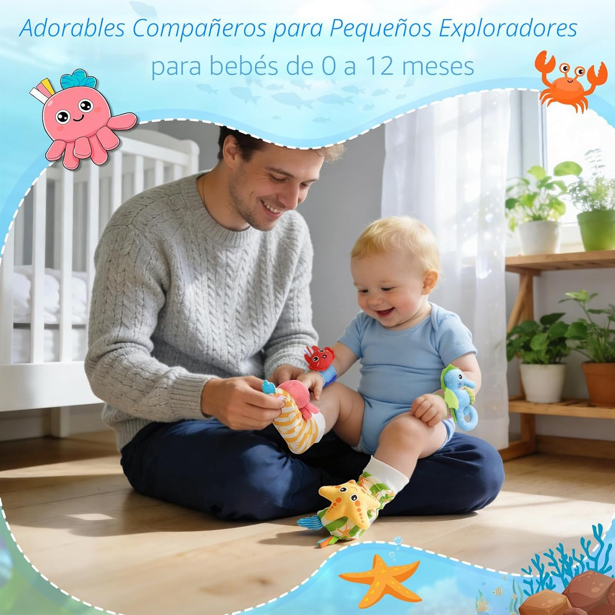 Zendstanding Calcetines de sonajero para bebés de 0 a 6 meses, jueg...