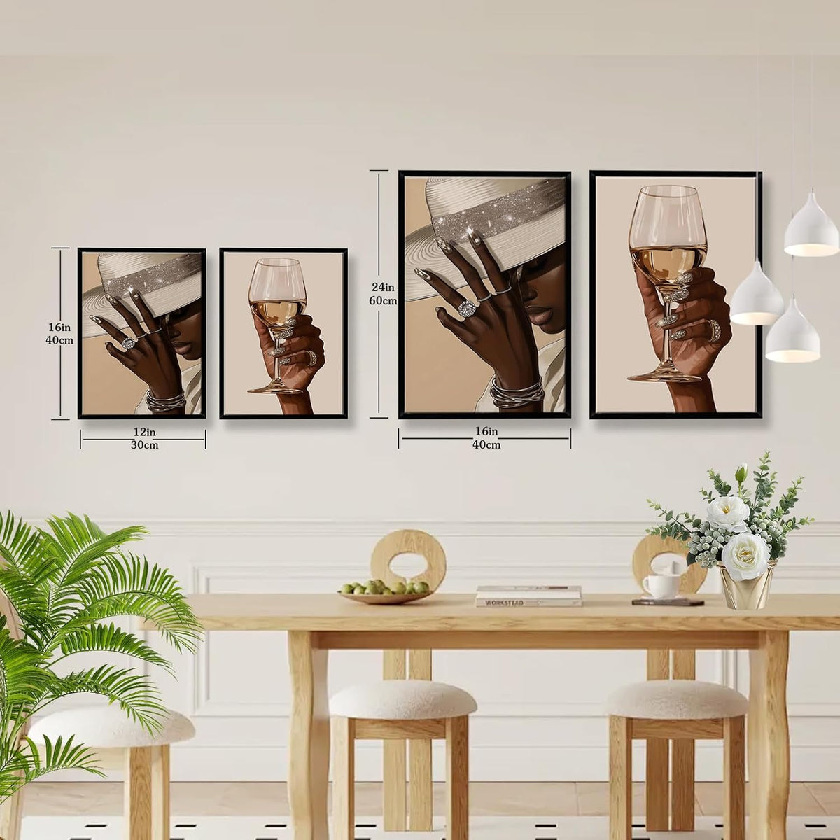 2 piezas enmarcadas de arte de pared de chica negra, decoración de...