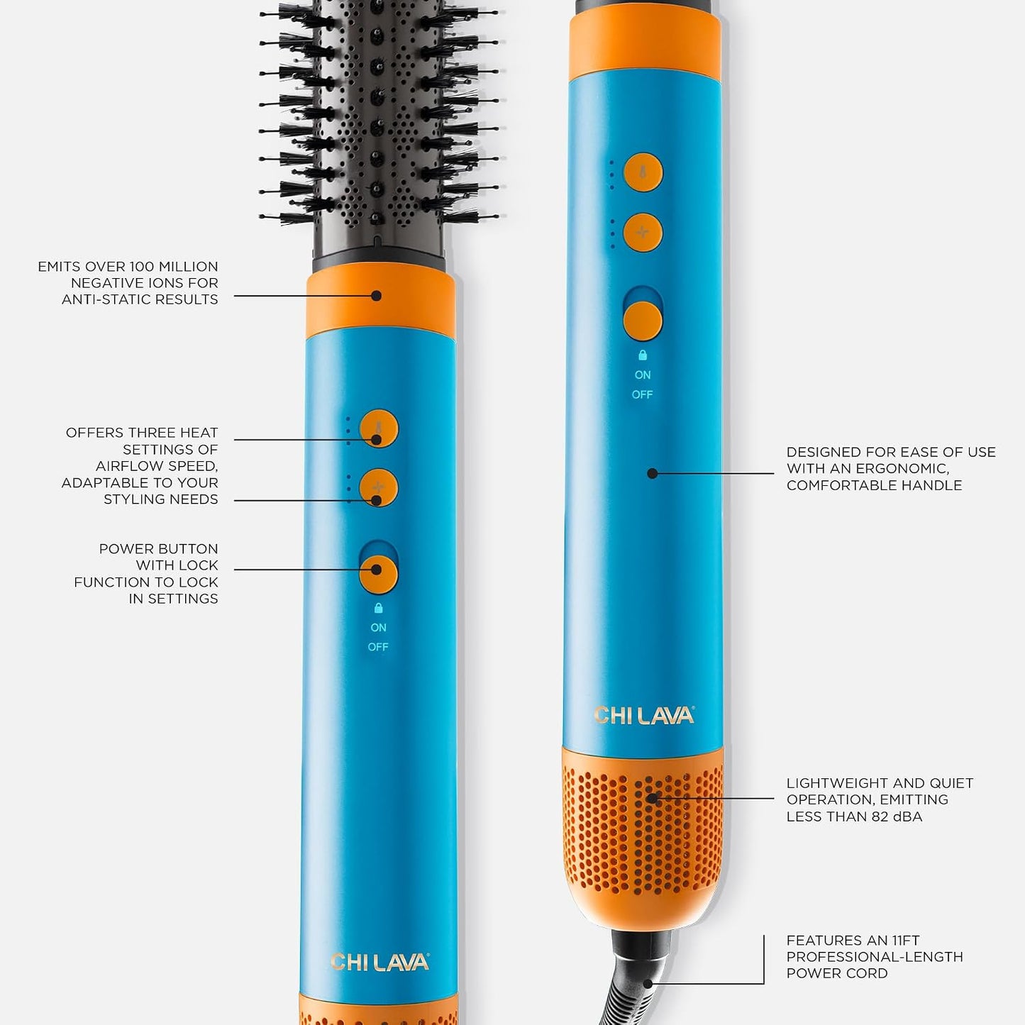 CHI Lava AirGlam, da volumen, riza y seca el cabello, azul | Para r...