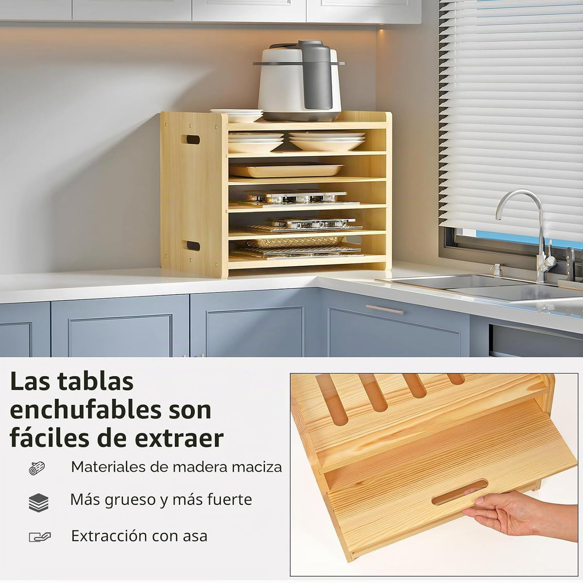 Exttlliy - Separadores de bandeja de madera de 6 niveles para armar...