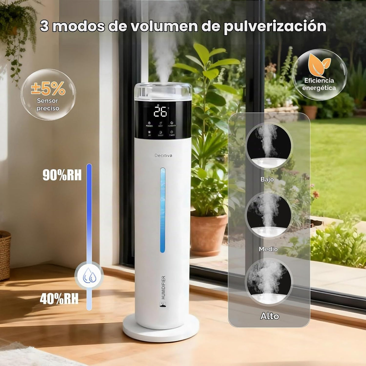 Humidificador grande para dormitorio, 8L\/2.1Gal ultrasónico de nie...