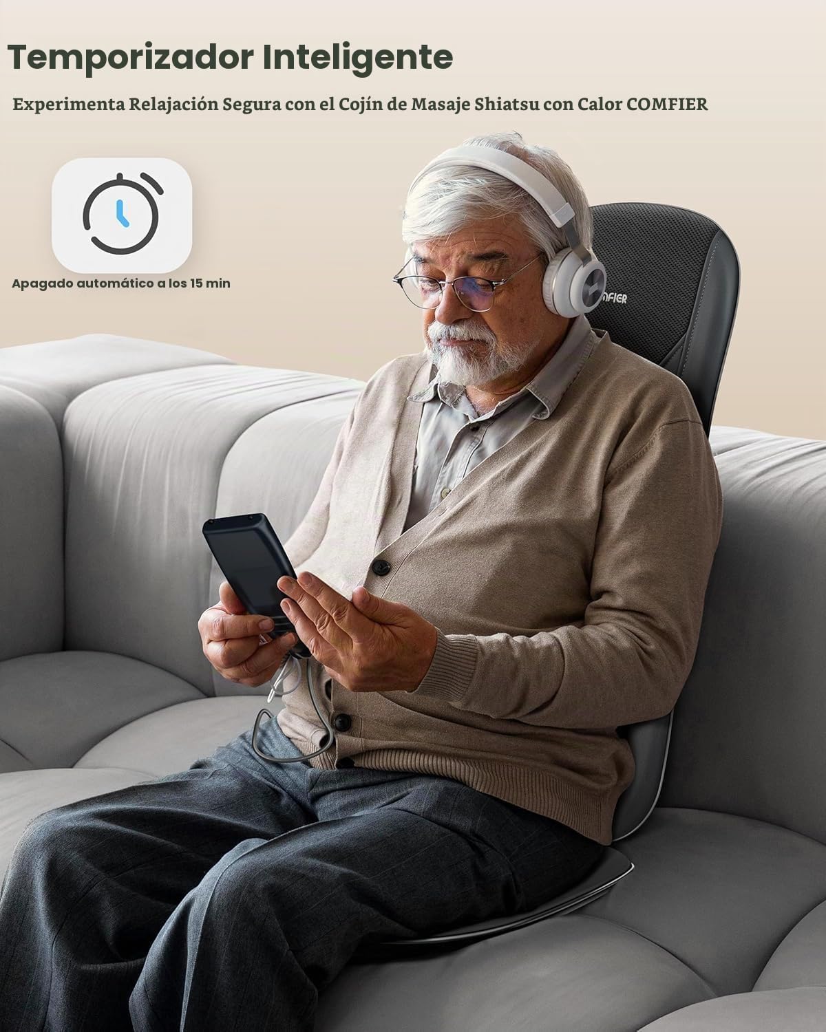 COMFIER - Masajeador Shiatsu de espalda completa para silla con cal...