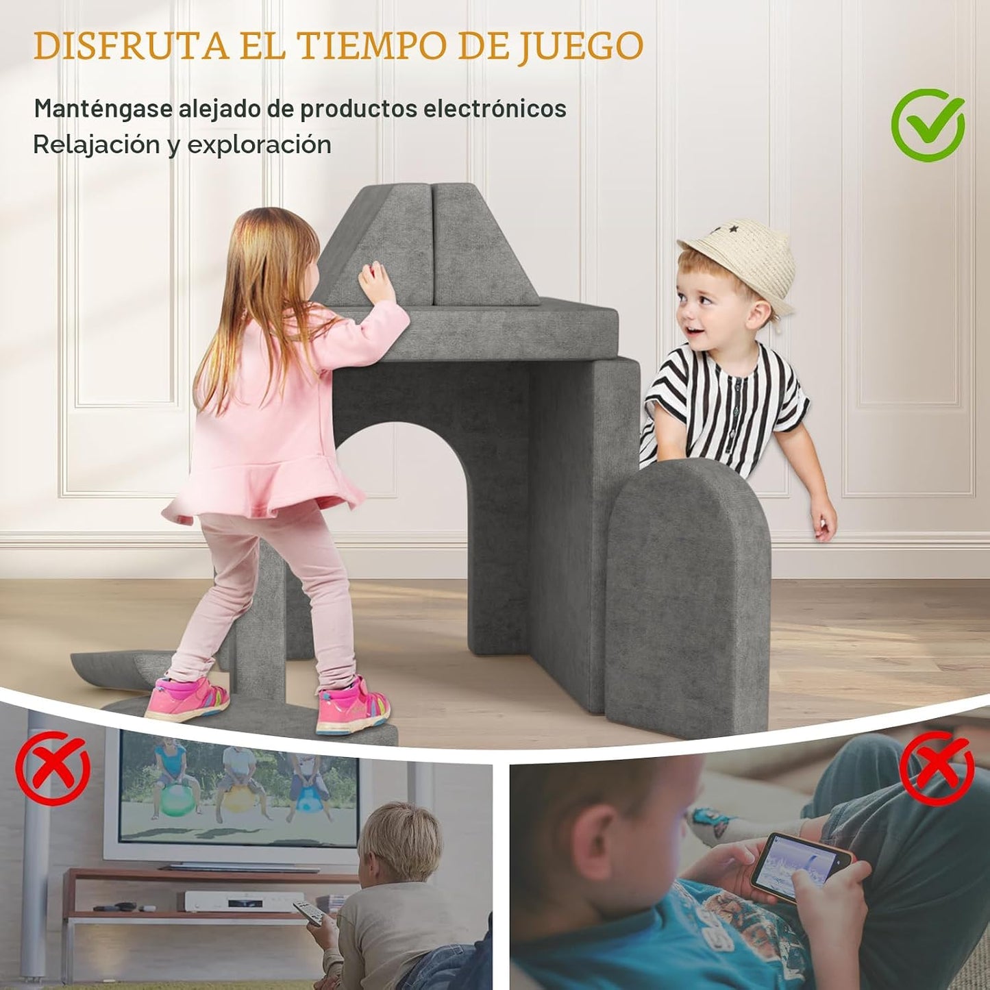 zefinot Sofá de Juego Modular para Niños 10 Piezas \u2013 Sofá Conv...