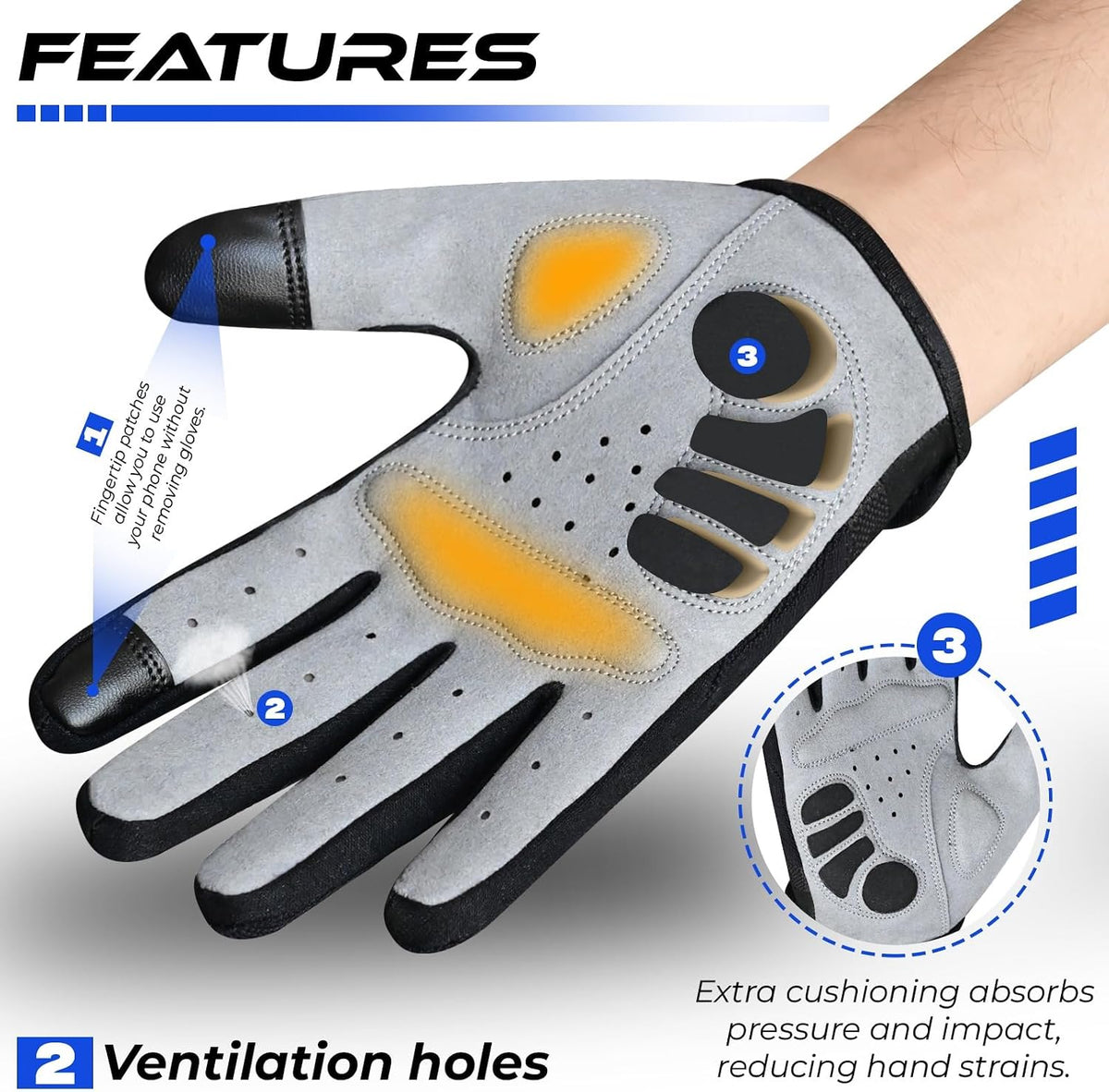 WESTWOOD FOX Guantes de ciclismo para hombres - Guantes de dedo com...