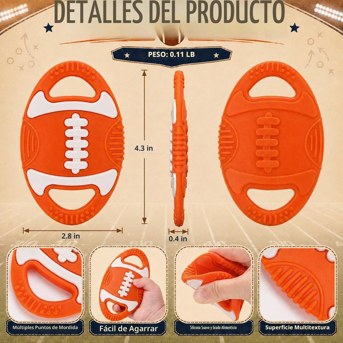 Juguetes de dentición para bebés de silicona con temática de fútbol...