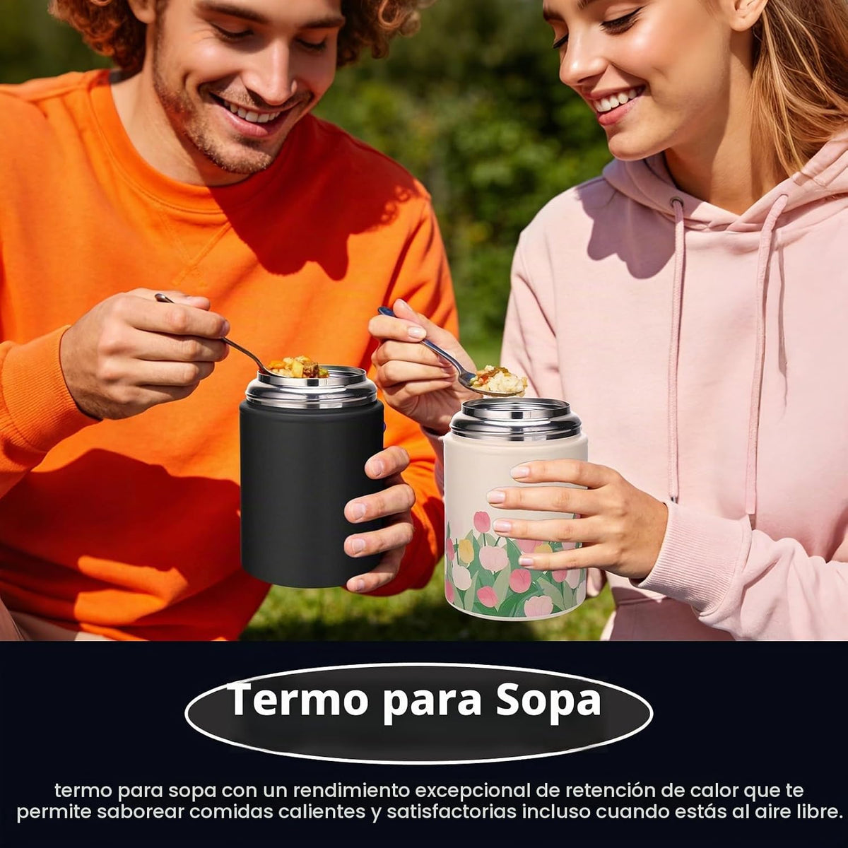 Mity rain Contenedor térmico aislado de 17 onzas para alimentos y b...