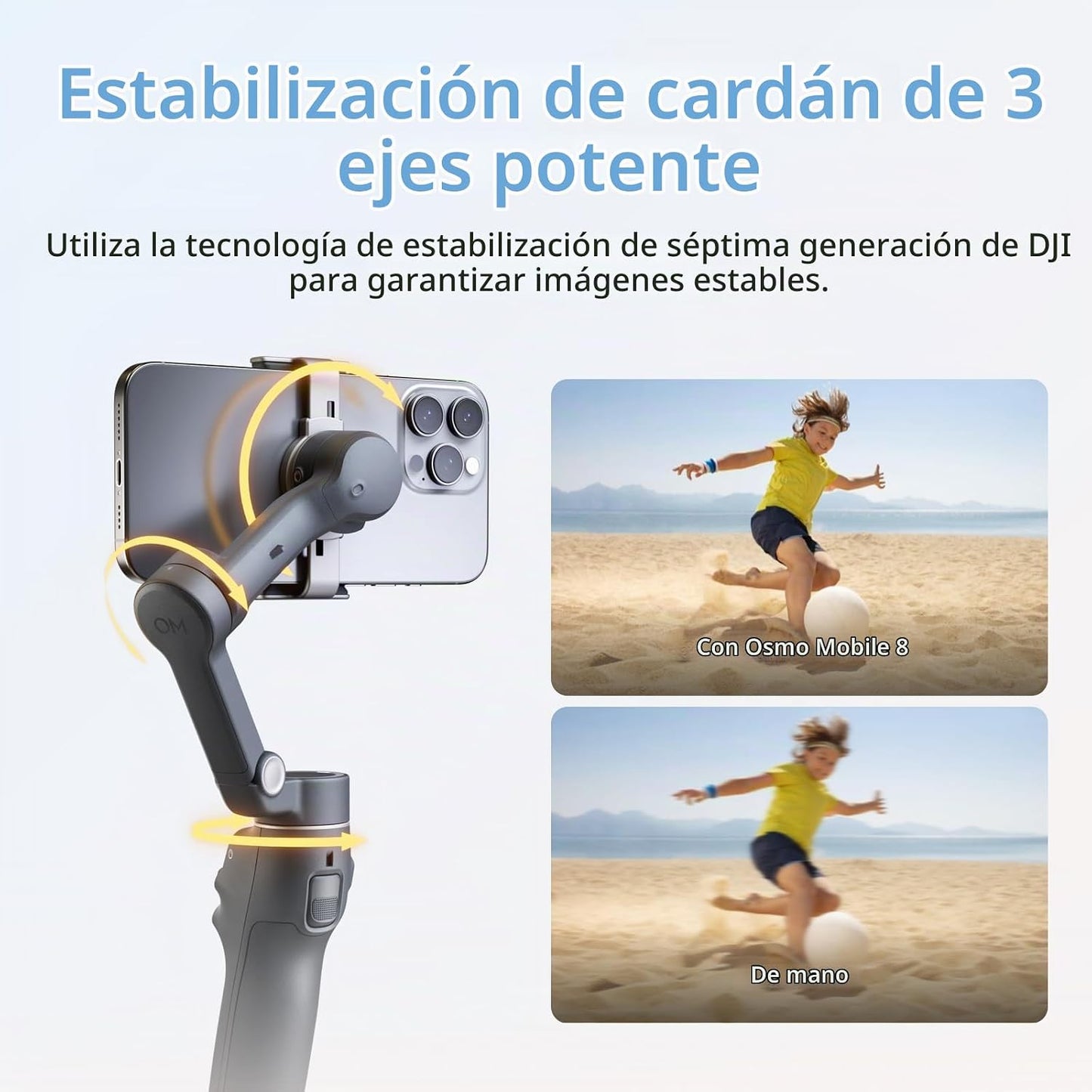 DJI Osmo Mobile 8 Standard Combo, estabilizador cardán para teléfon...