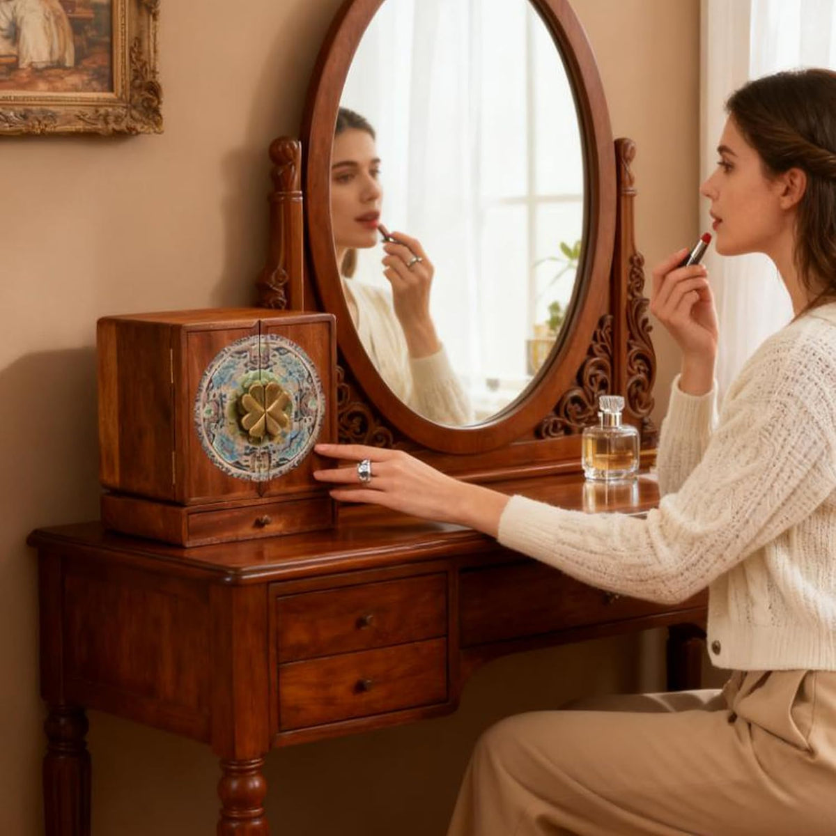 KAOTGOT Joyero de madera para mujeres y niñas, organizador grande d...