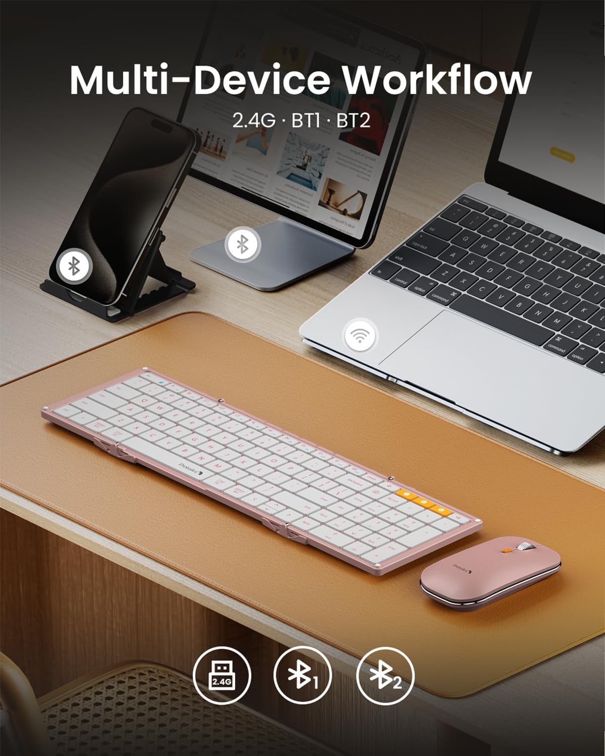 ProtoArc XKM01 Combo de ratón de teclado plegable de tamaño complet...