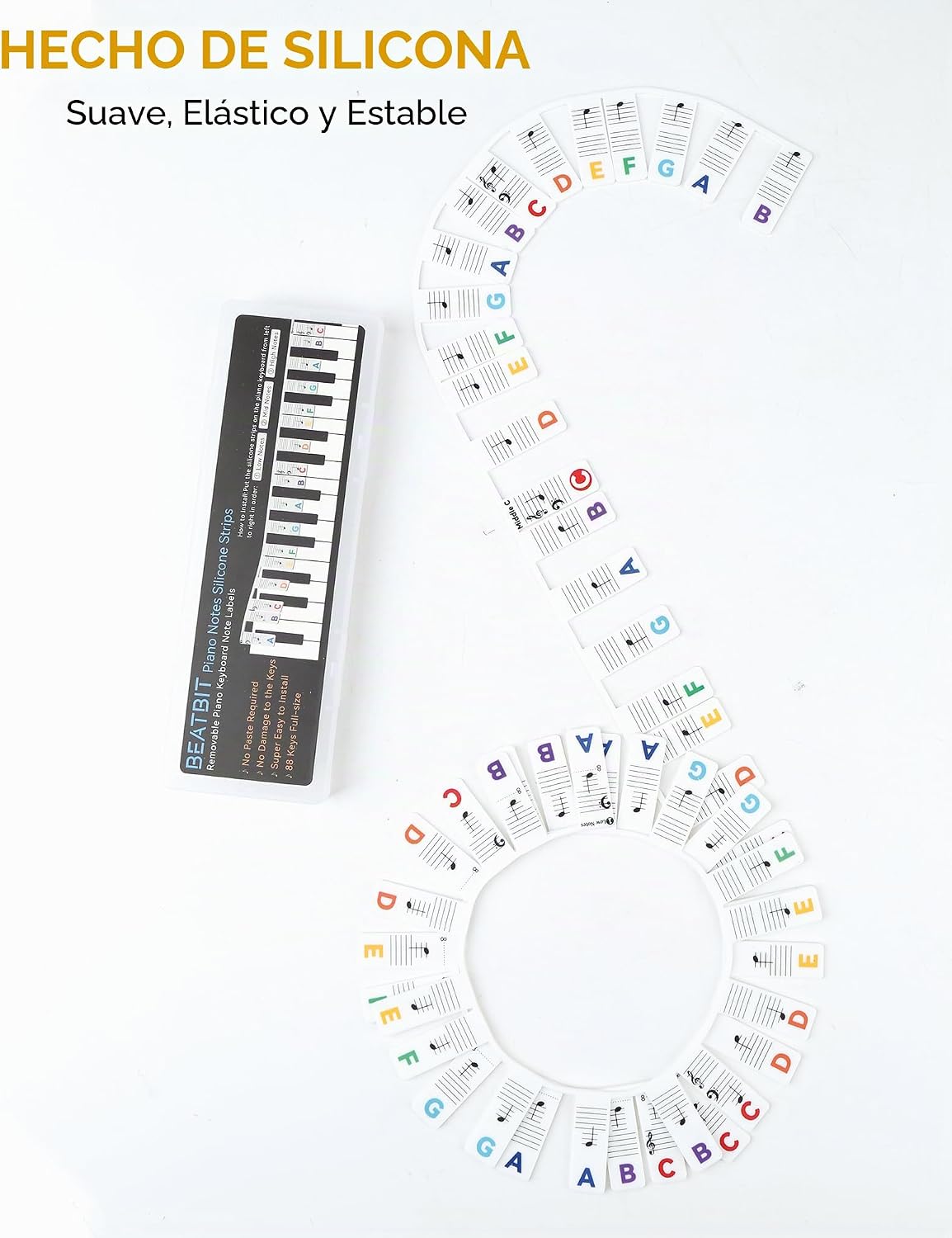 BEATBIT Guía de notas de piano para principiantes, extraíble, arcoí...