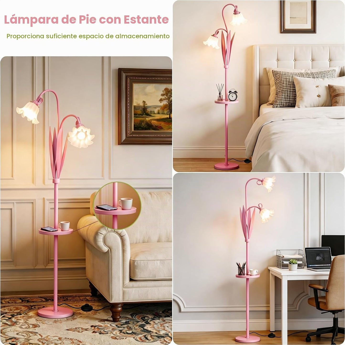 snoslme Lámpara de pie | Lámpara de pie de cuello de cisne con temp...
