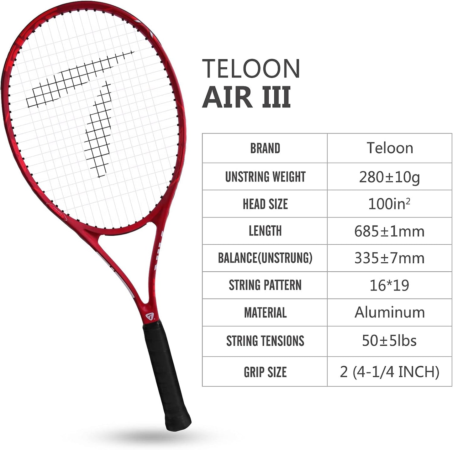 Teloon Raquetas de tenis para adultos, 2 piezas, raqueta de tenis r...
