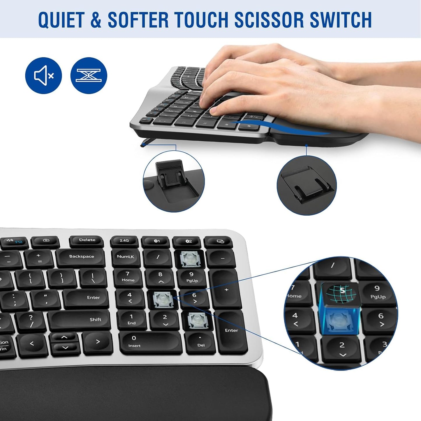 MK960 Ergo Combo de Teclado y Ratón Inalámbrico, Bluetooth\/2.4G Di...