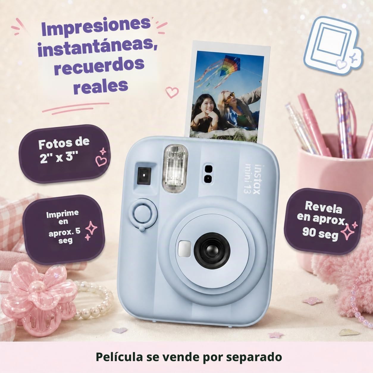 Fujifilm Instax Mini 13 Cámara instantánea azul escarcha + paquete...