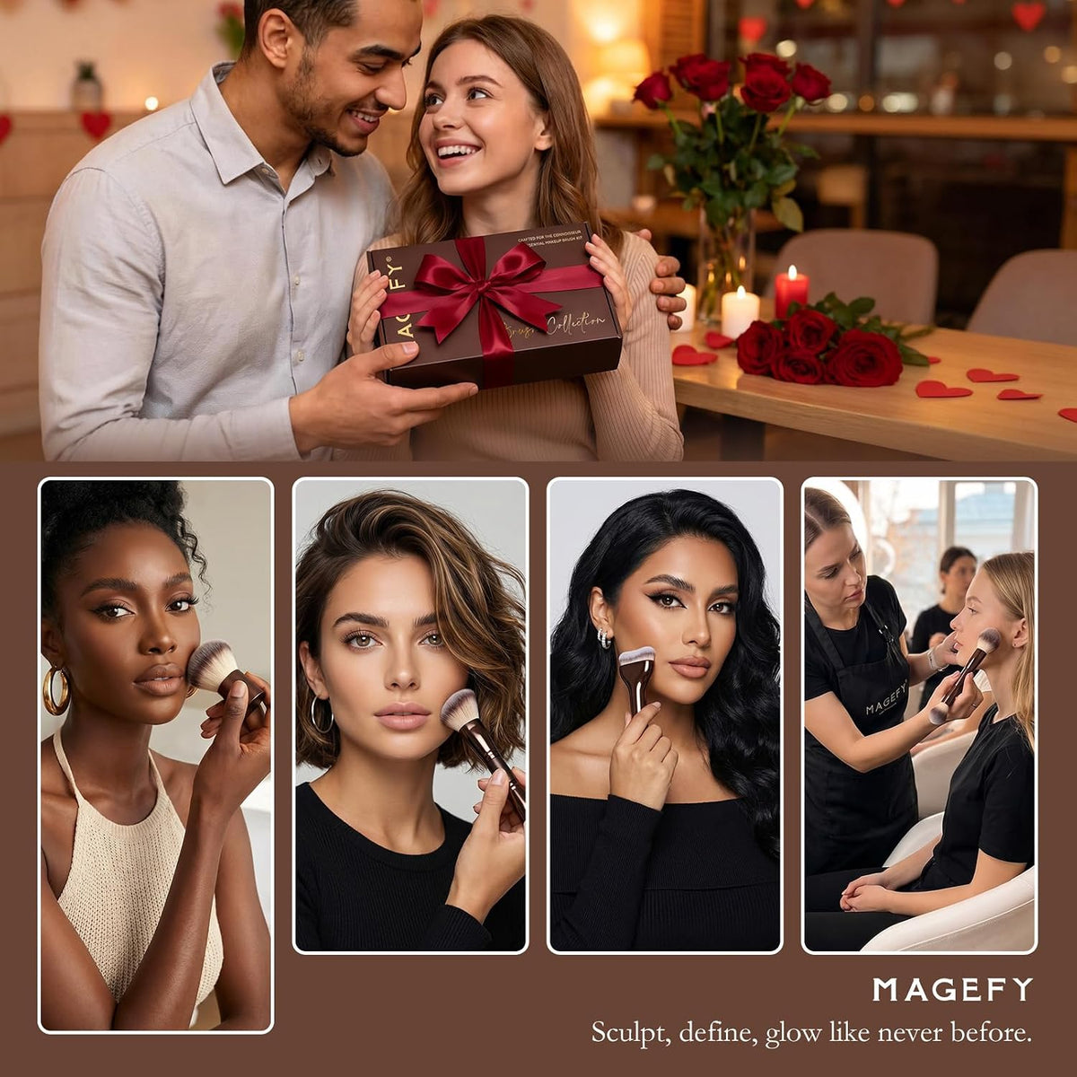 MAGEFY Juego de brochas de maquillaje profesionales 26 en 20 brocha...