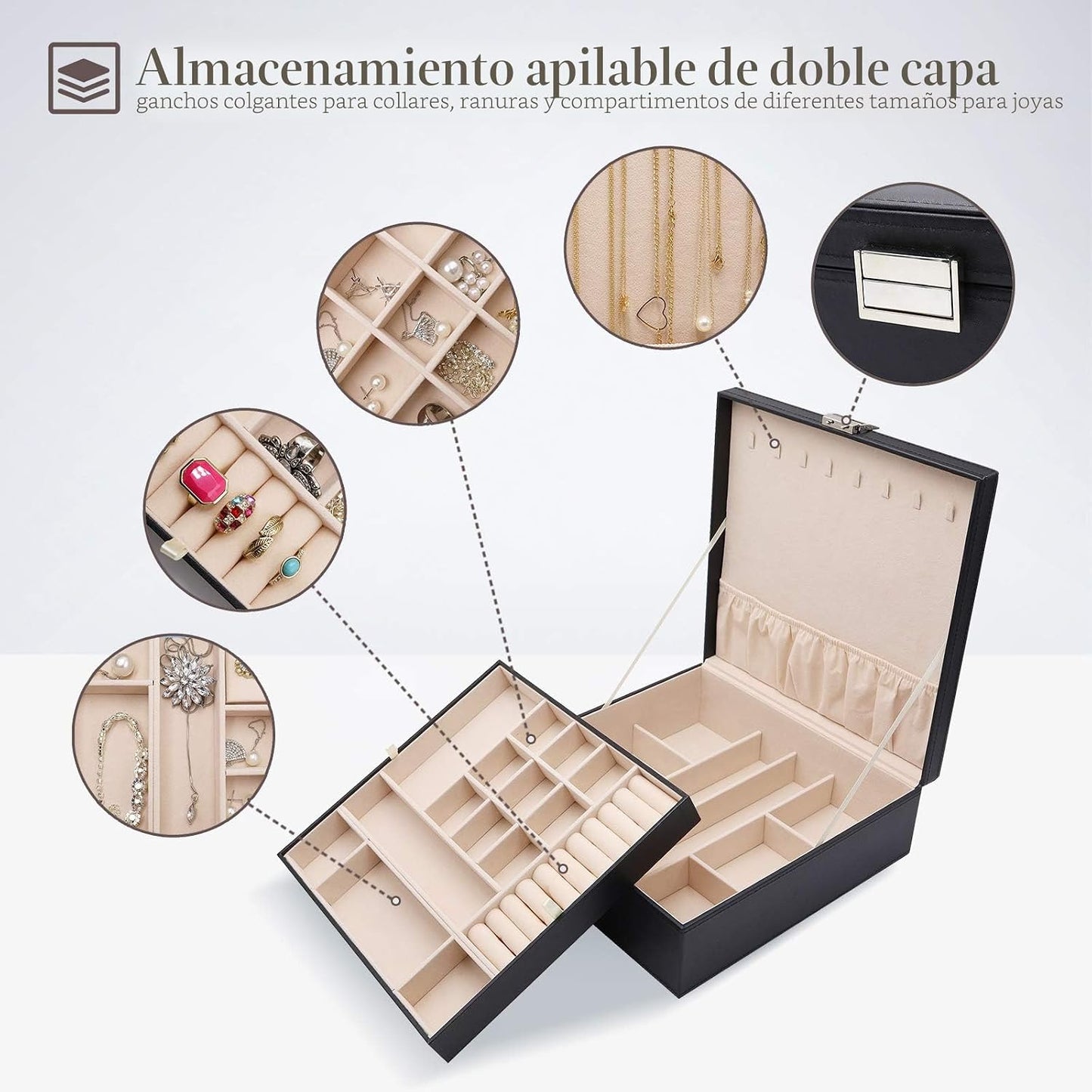 ProCase Caja de Joyas para Mujeres, 2 Capas Organizador de Joyas de...