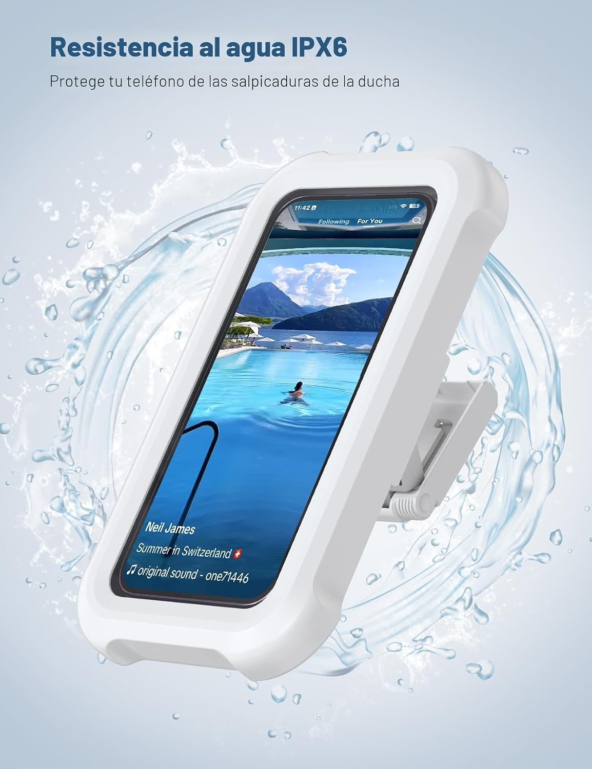 Lamicall Soporte para teléfono de ducha resistente al agua - Funda...